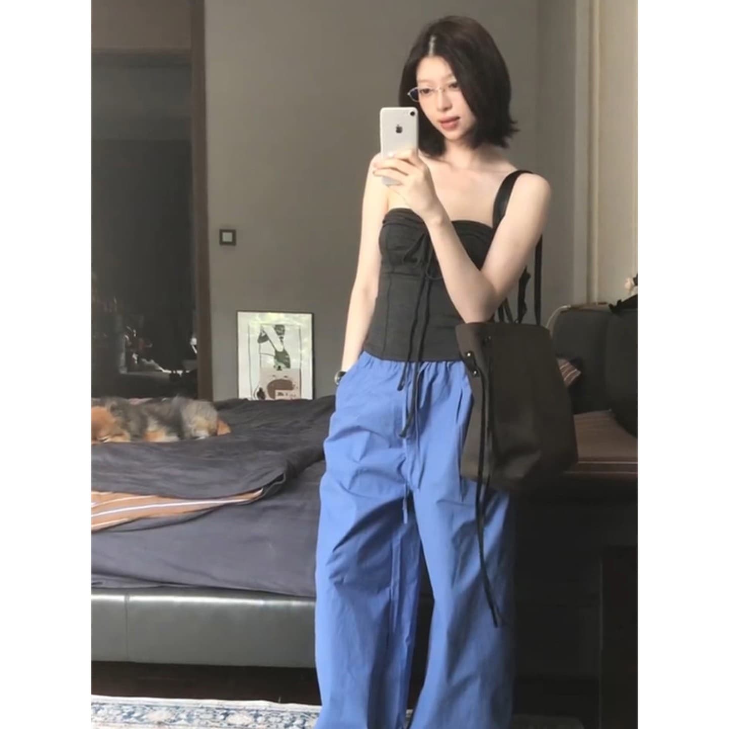 한 부서 chic 어두운 회색 나비 매듭 튜브탑 조끼 여성 여름 고급 센스 핫걸 섹시함 다용도 민소매 맨위 이미지 2