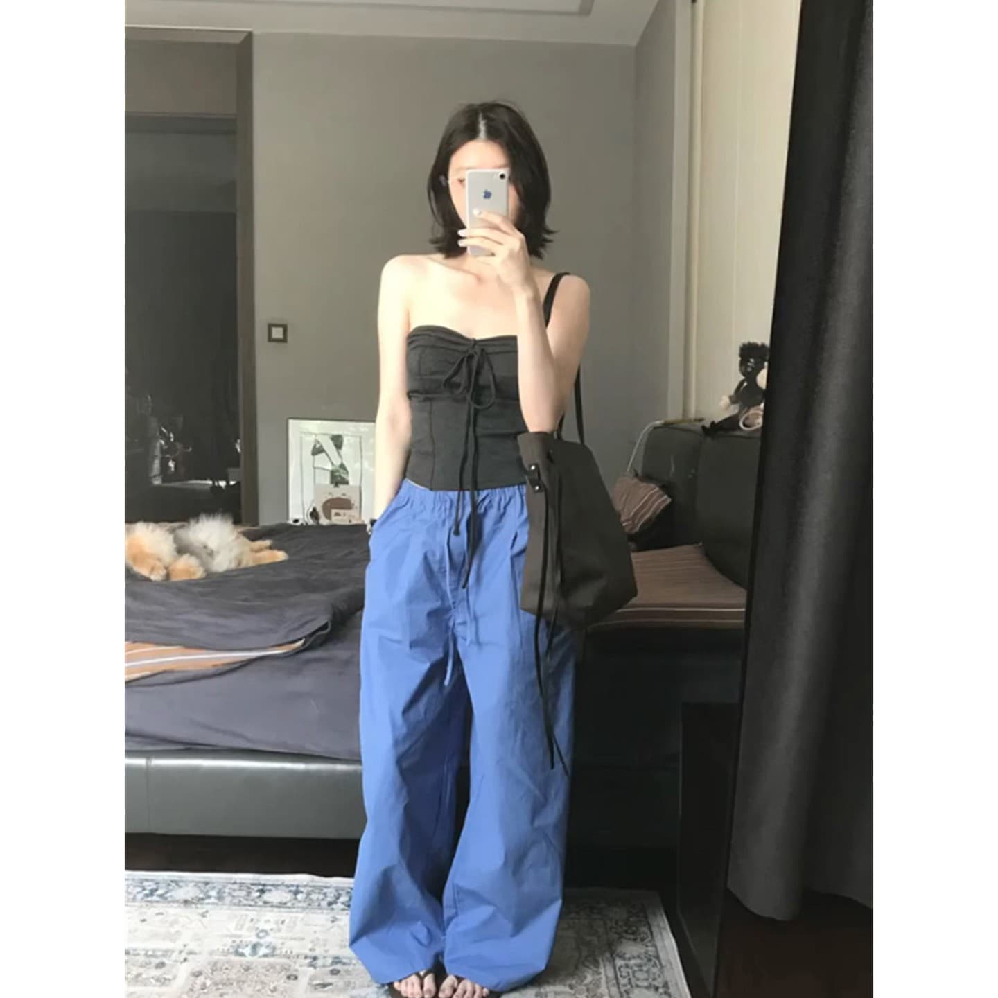한 부서 chic 어두운 회색 나비 매듭 튜브탑 조끼 여성 여름 고급 센스 핫걸 섹시함 다용도 민소매 맨위 상세 이미지 5