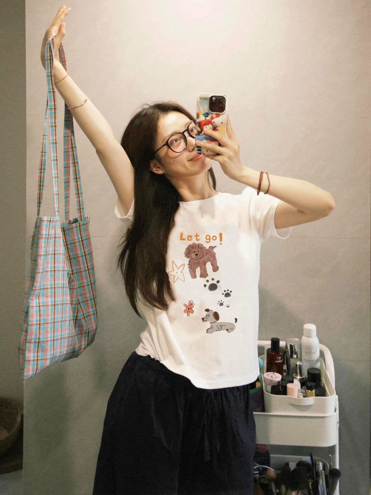 아메리칸 재미있는 강아지 긍정적 인 어깨 반팔 티셔츠 여성 여름 새로운 작은 대중 몸매 가꾸기 슬림해 보이는 작은 키 쇼트 스타일 맨위 이미지 4