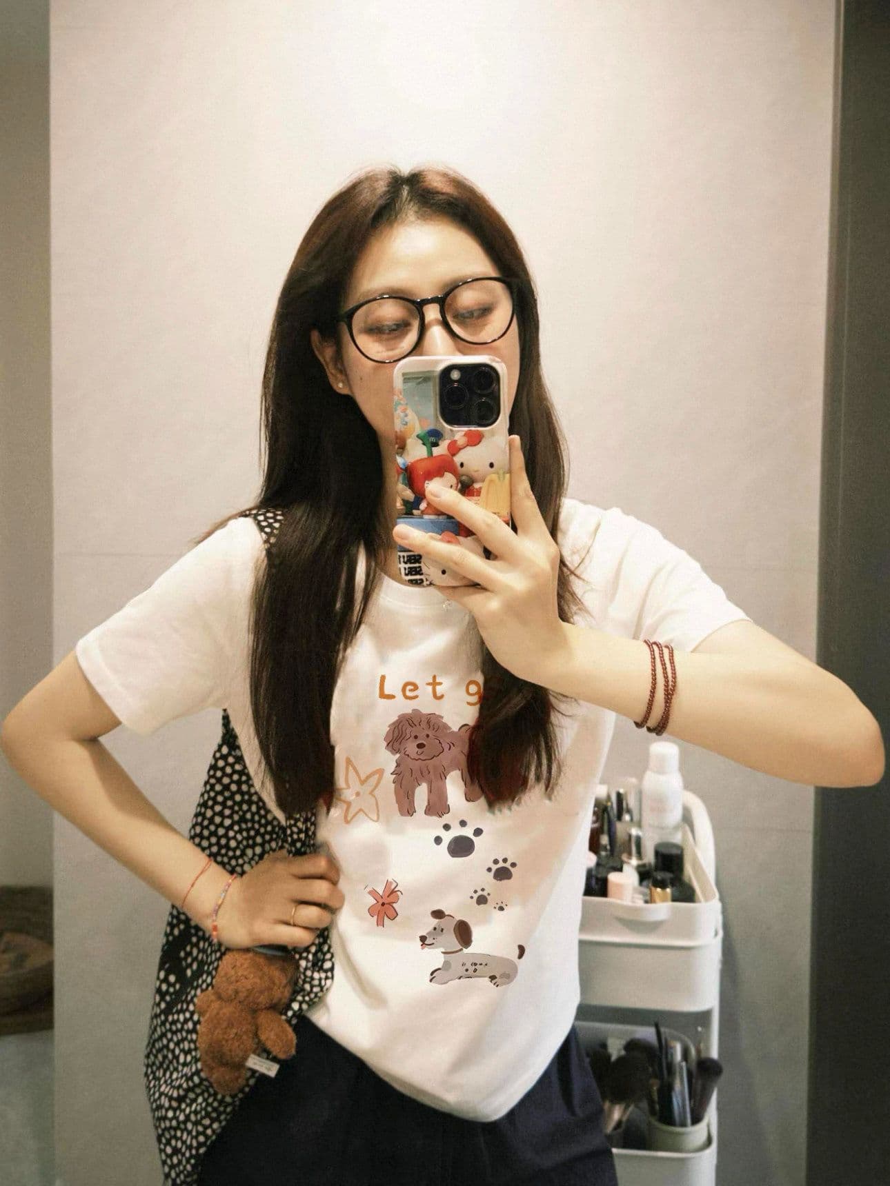 아메리칸 재미있는 강아지 긍정적 인 어깨 반팔 티셔츠 여성 여름 새로운 작은 대중 몸매 가꾸기 슬림해 보이는 작은 키 쇼트 스타일 맨위 이미지 3