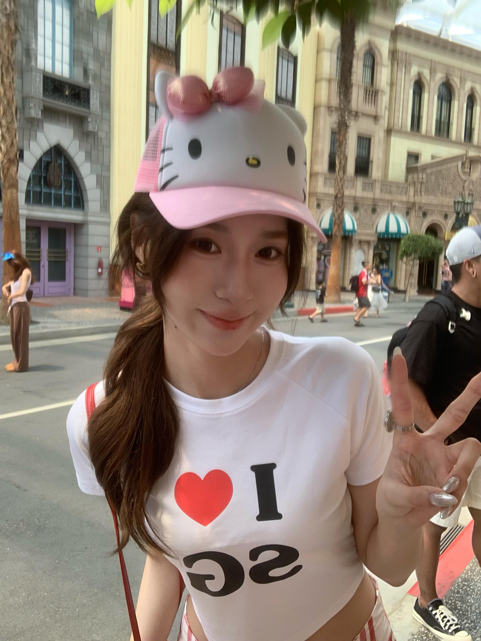 아메리칸 핫걸 하트 알파벳 프린트 쇼트 스타일 맨위 반팔 티셔츠 여성 여름 몸매 가꾸기 슬림해 보이는 화이트 기본 셔츠 상세 이미지 4