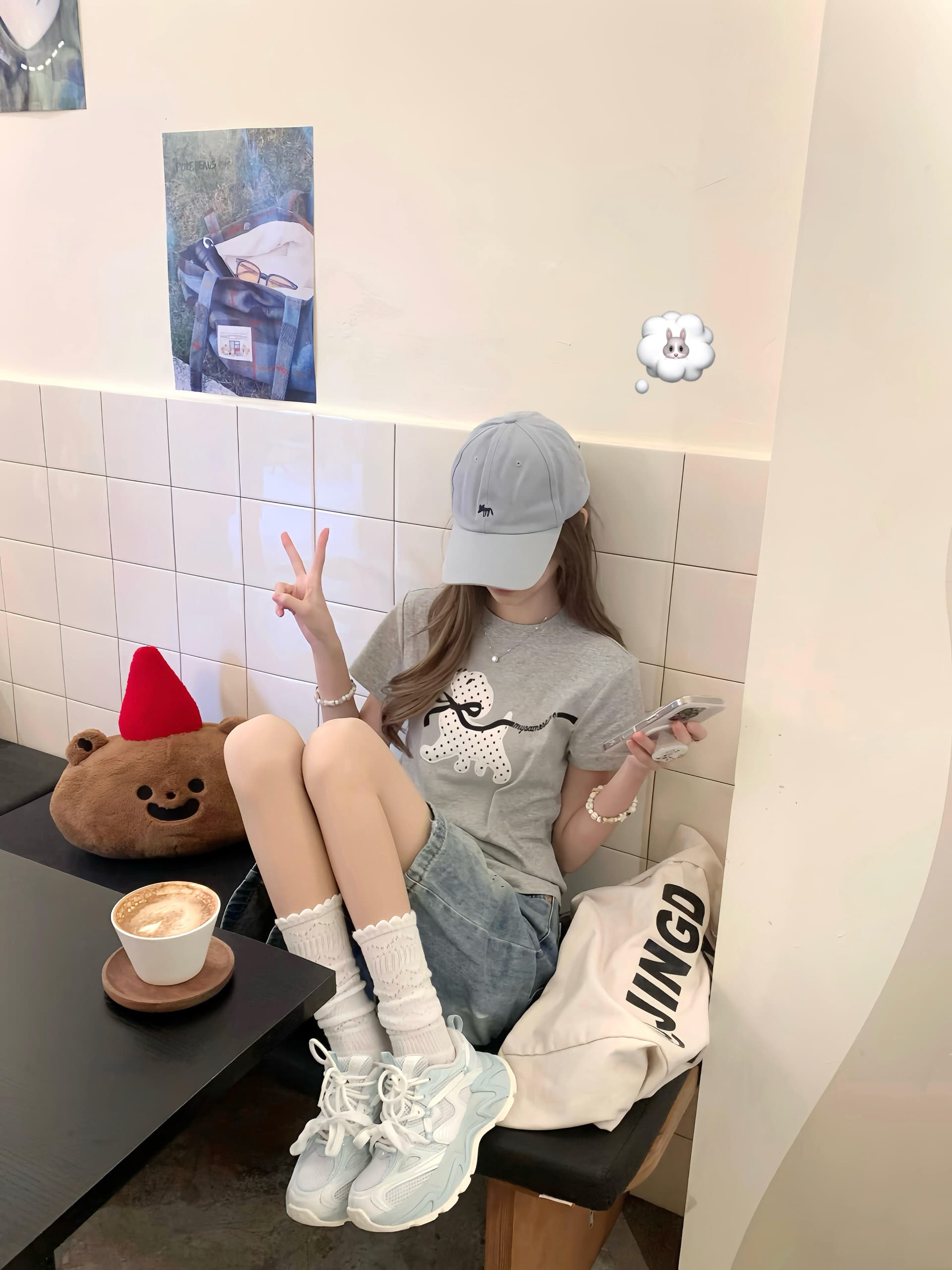 아메리칸 도트 무늬 패치 강아지 자수 긍정적 인 어깨 반팔 티셔츠 여성 여름 달콤함 소녀 센스 몸매 가꾸기 슬림해 보이는 맨위 이미지 2