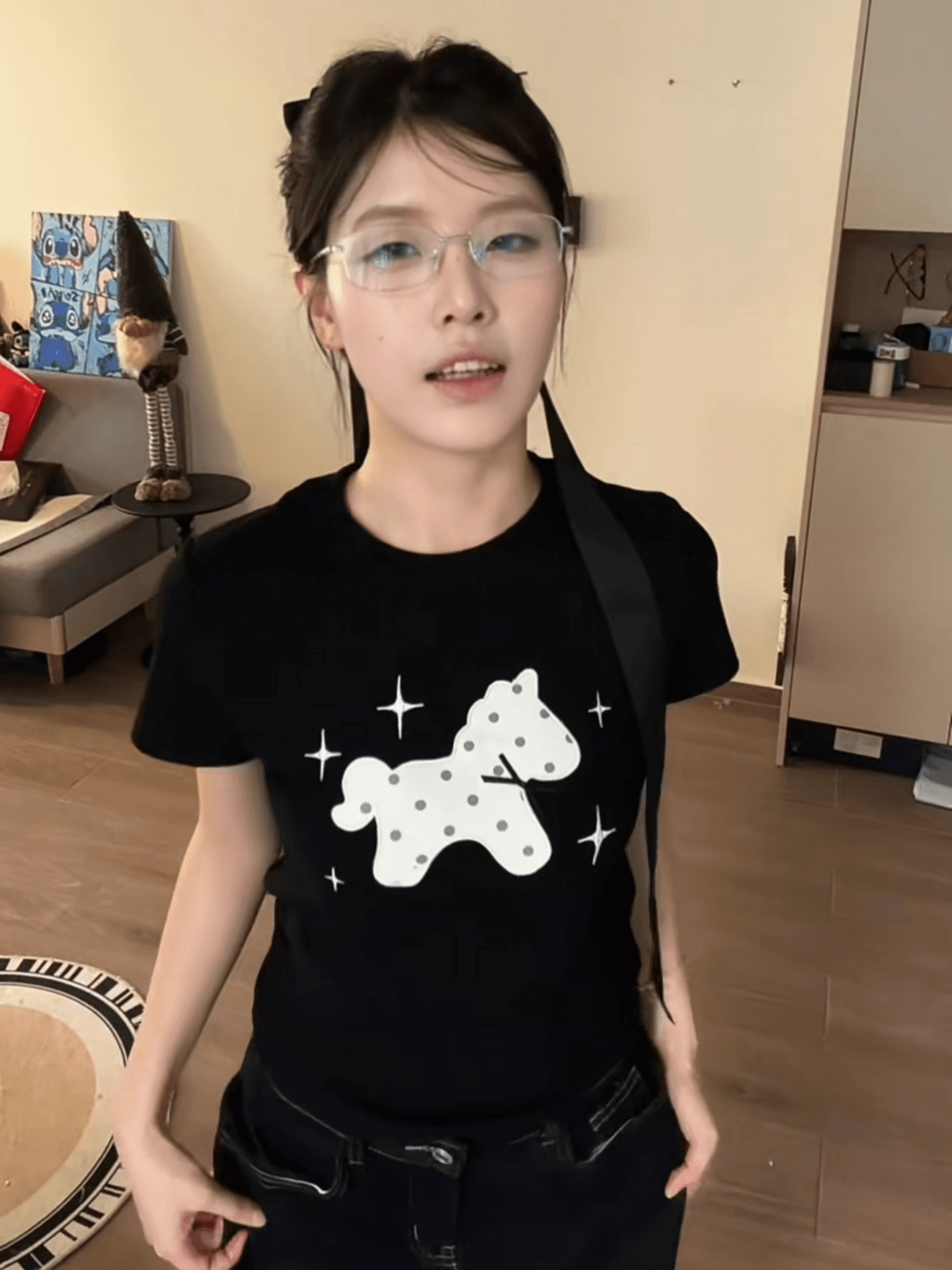 한 부서 레트로 도트 무늬 작은 말 프린트 반팔 티셔츠 여성 여름 몸매 가꾸기 작은 키 슬림해 보이는 다용도 맨위 상세 이미지 2