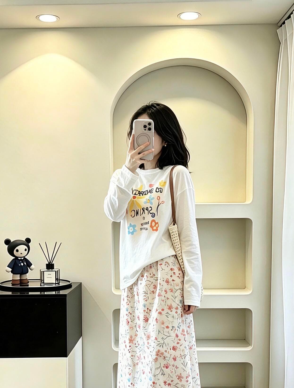 한 부서 달콤함 꽃무늬 자외선 차단 블라우스 긴팔 티셔츠 여성 여름 새로운 캐주얼 다용도 루즈핏 맨위 트렌디 이미지 2