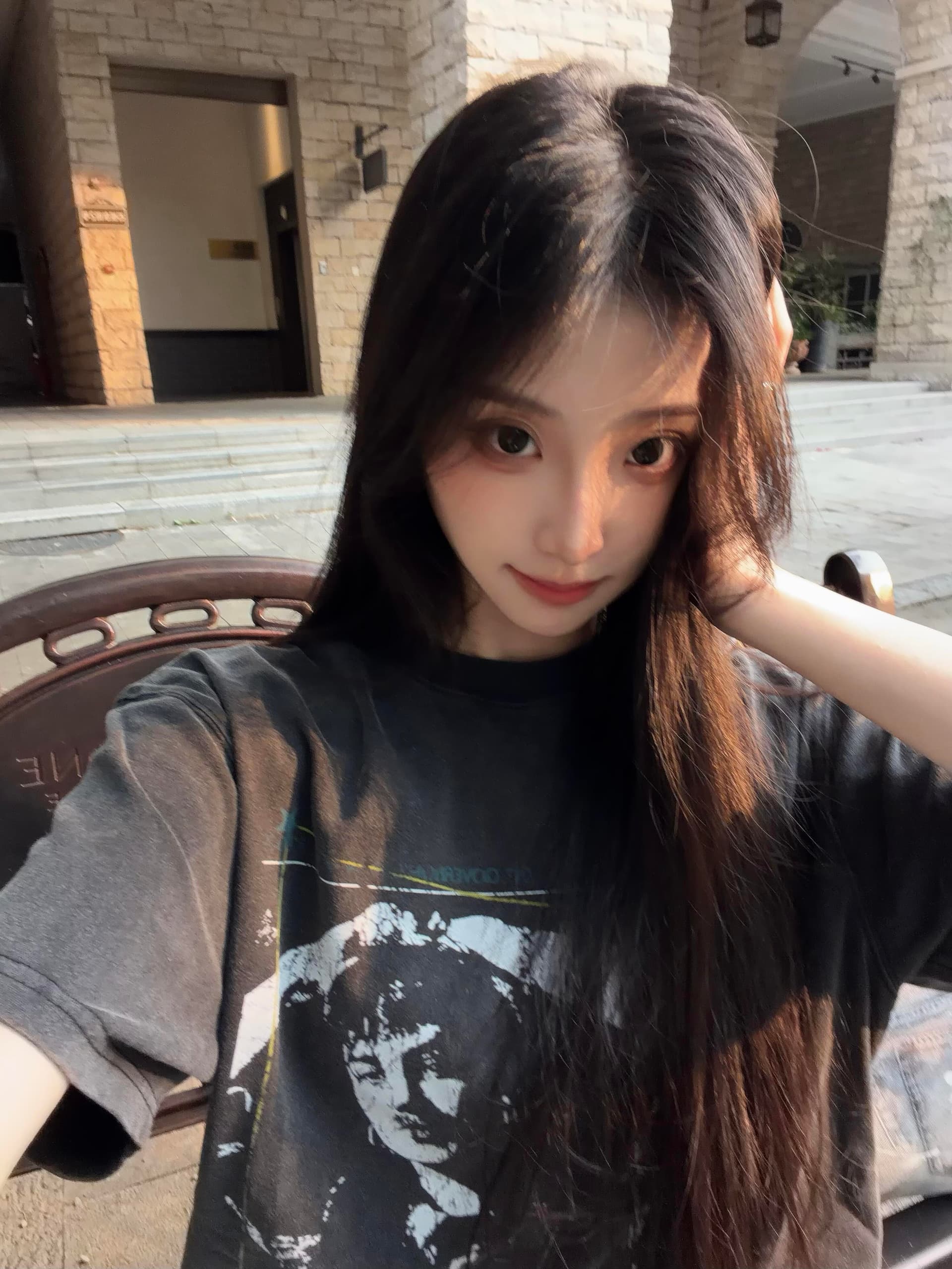 아메리칸 레트로 스타일 워싱 마 오래된 검정색 반팔 티셔츠 여성 여름 2026 루즈핏 프린트 슬림해 보이는 디자인 센스 맨위 이미지 4