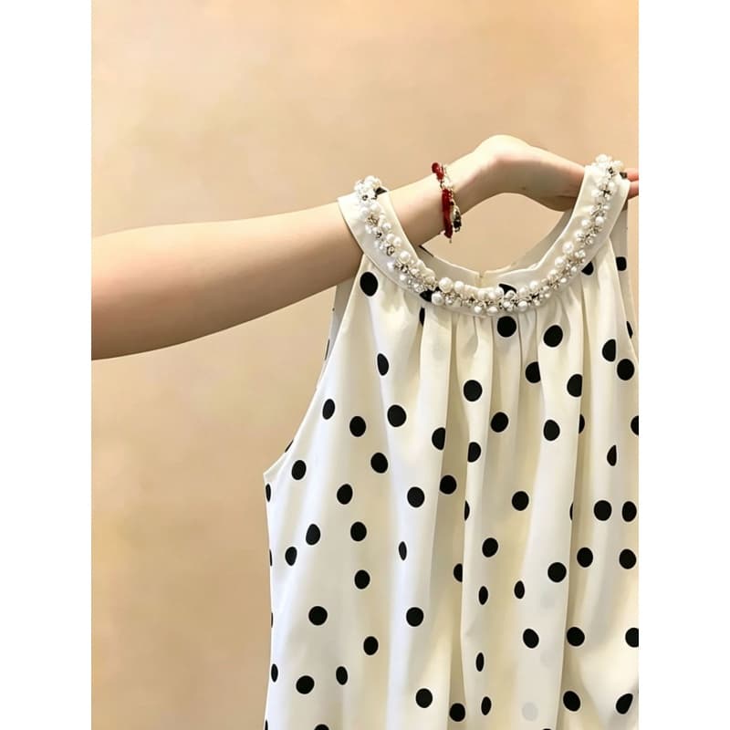 명문 여성 바람 행침 목 진주 도트 무늬 시폰 셔츠 여성 여름 섹션 miu 부서 연령 감소 인형 셔츠 Chic 맨위 슈퍼 잘 생긴 이미지 3