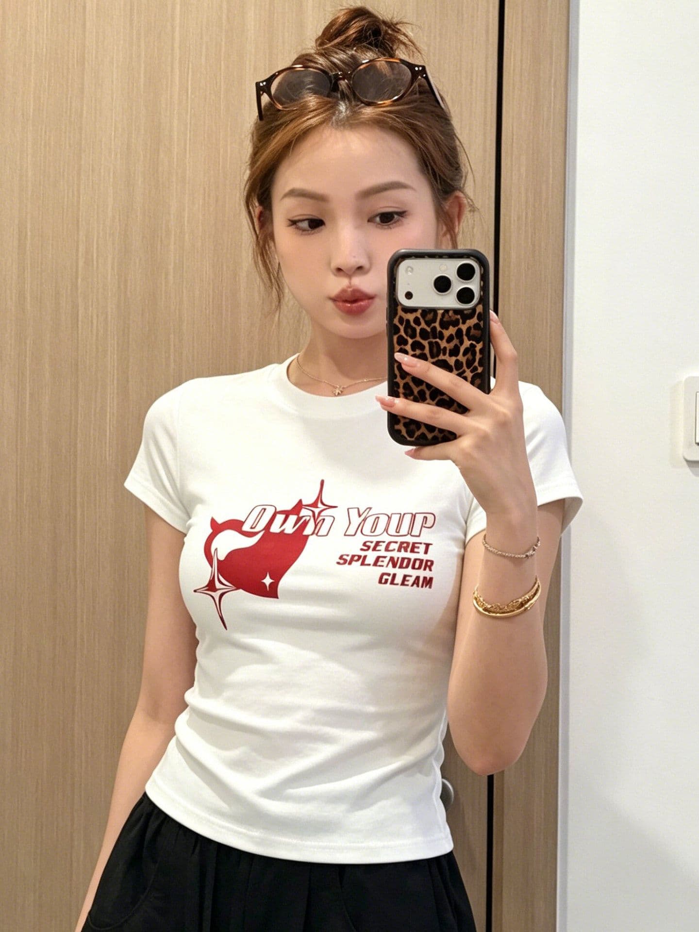 여름 새로운 여성 의류 트렌드 현대 재미있는 알파벳 프린트 라운드 넥 티셔츠 이미지 4