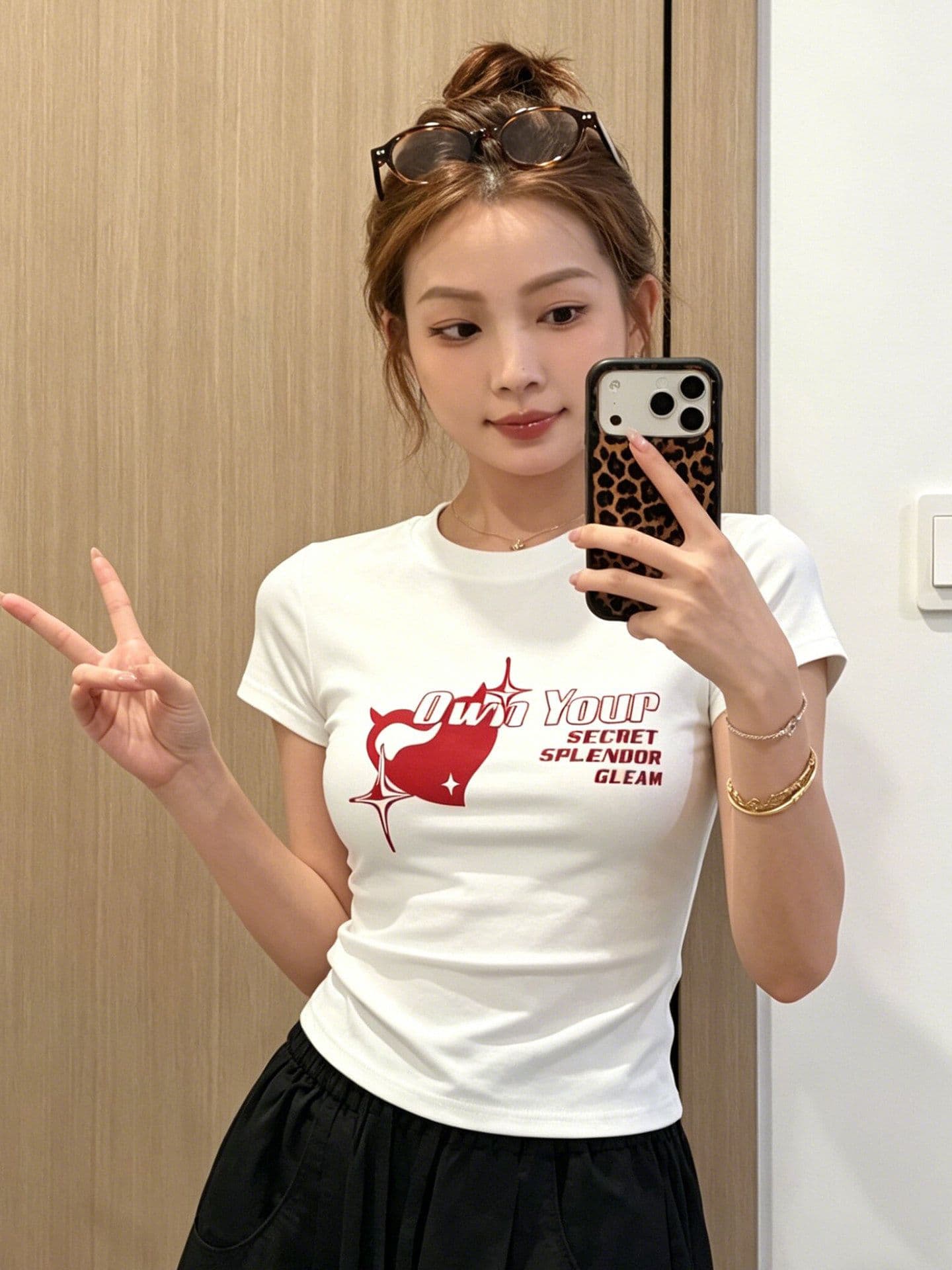 여름 새로운 여성 의류 트렌드 현대 재미있는 알파벳 프린트 라운드 넥 티셔츠 상세 이미지 3