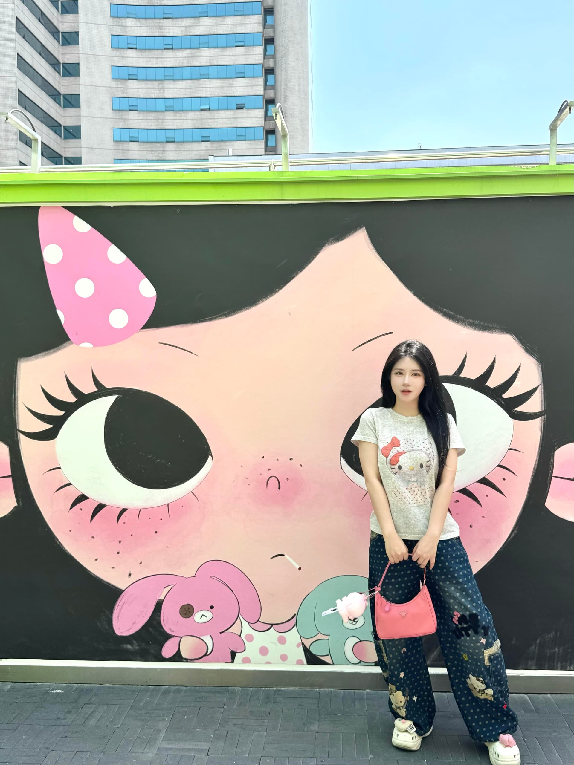 얇은 스타일 통기성 재미있는 낙서 색상 실 맨위 여성 여름 몸매 가꾸기 프린트 반팔 티셔츠 이미지 4