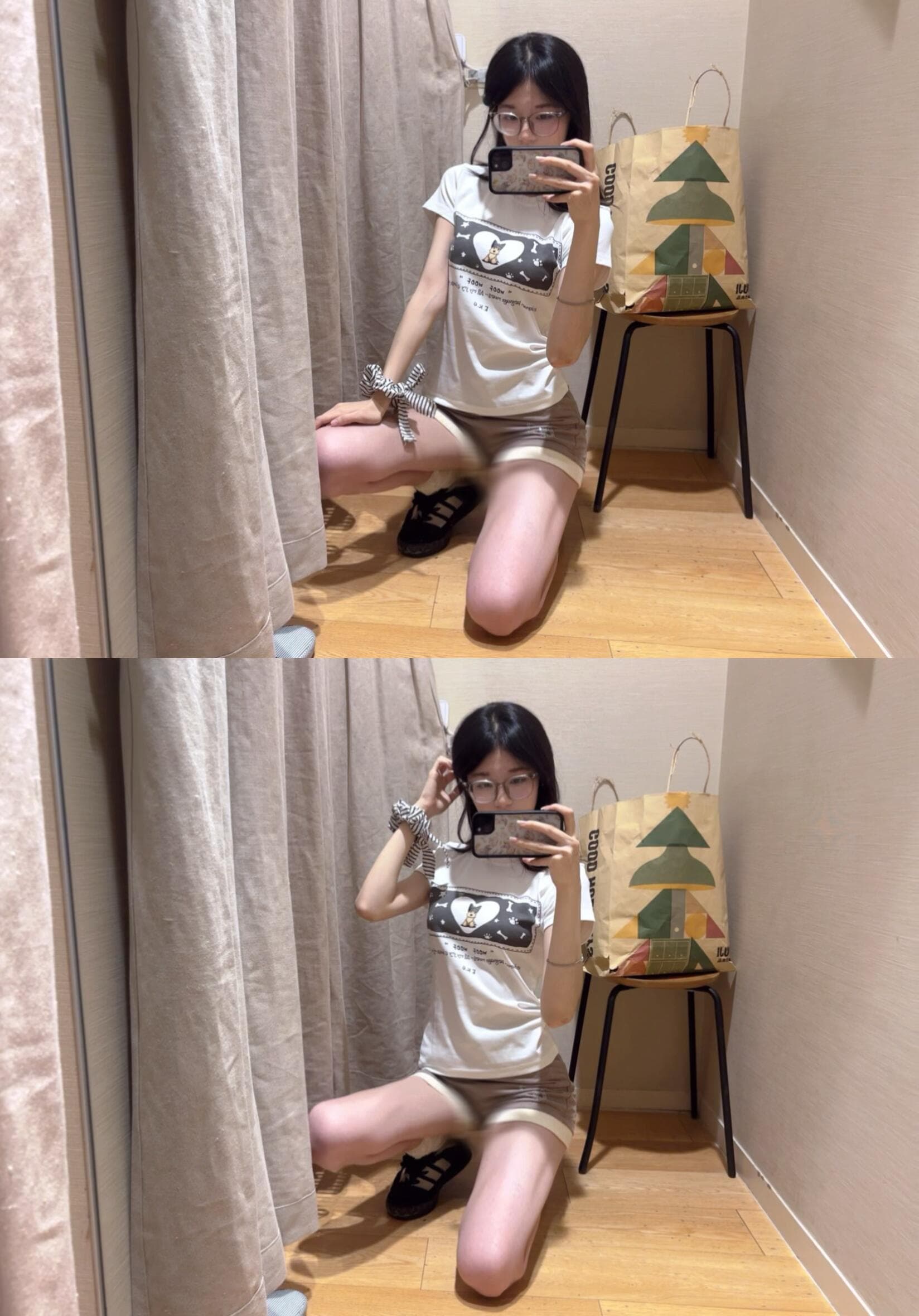 아메리칸 만화 강아지 프린트 라운드 넥 반팔 티셔츠 여성 여름 새로운 달콤한 차가운 바람 몸매 가꾸기 긍정적 인 어깨 화이트 맨위 이미지 4