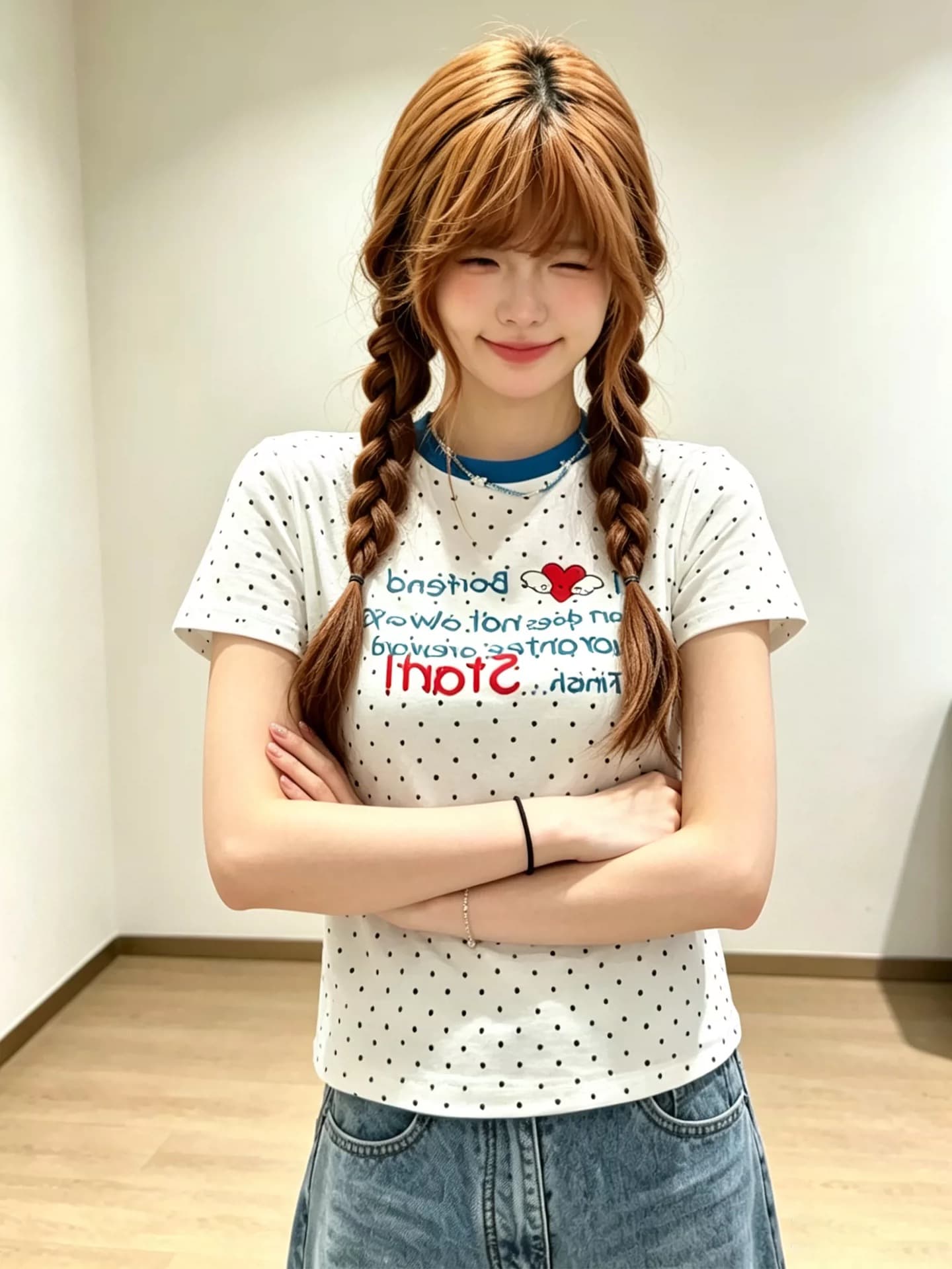 아메리칸 레트로 전체 인쇄 도트 무늬 배색 슬로건 반팔 티셔츠 여성 몸매 가꾸기 슬림해 보이는 긍정적 인 어깨 의류 여름 이미지 3