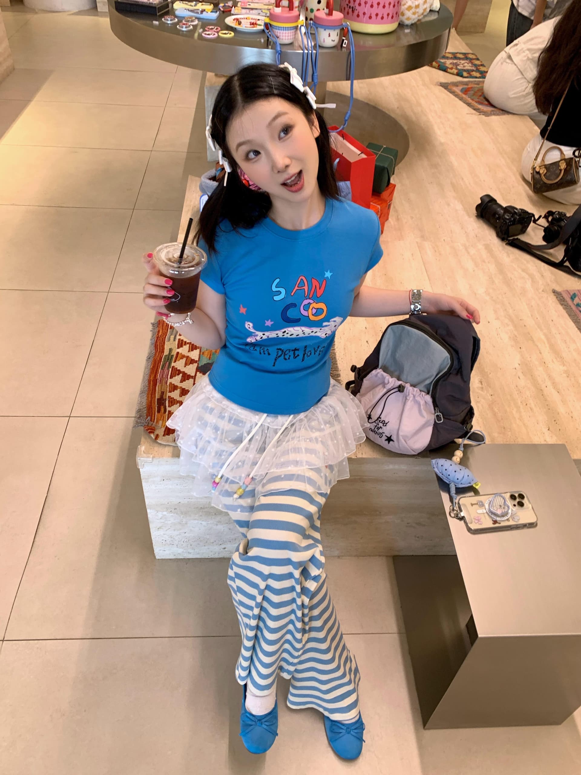 한국 ins 작은 대중 색상 강아지 연령 감소 프린트 긍정적 인 어깨 쇼트 스타일 몸매 가꾸기 슬림해 보이는 순면 높음 폭탄 반팔 티셔츠 여성 이미지 4
