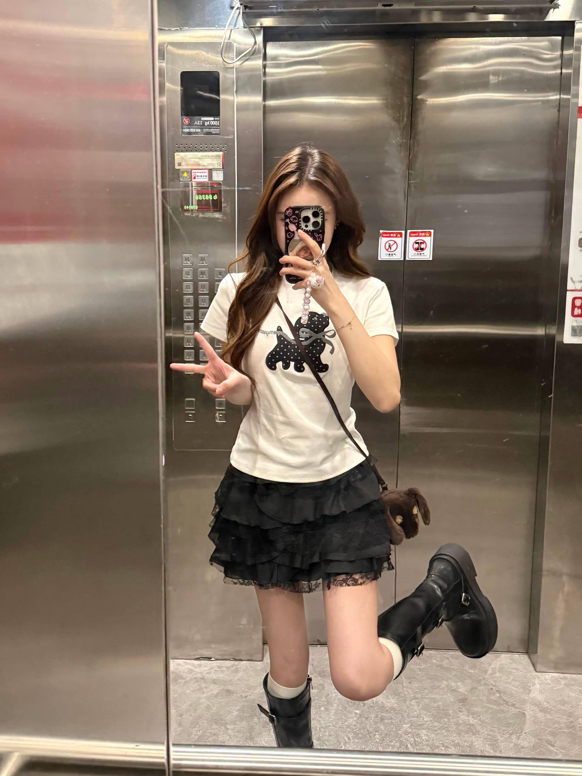 한 부서 달콤함 도트 무늬 강아지 나비 매듭 자수 반팔 티셔츠 여성 여름 새로운 몸매 가꾸기 슬림해 보이는 다용도 맨위 이미지 3