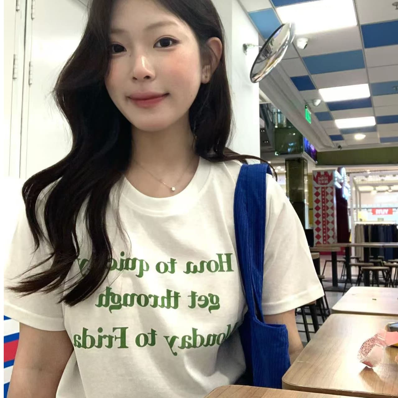 한 부서 바람 배색 알파벳 라운드 넥 반팔 티셔츠 여성 다용도 미니멀리즘 캐주얼 슬림해 보이는 긍정적 인 어깨 의류 여름 상세 이미지 1