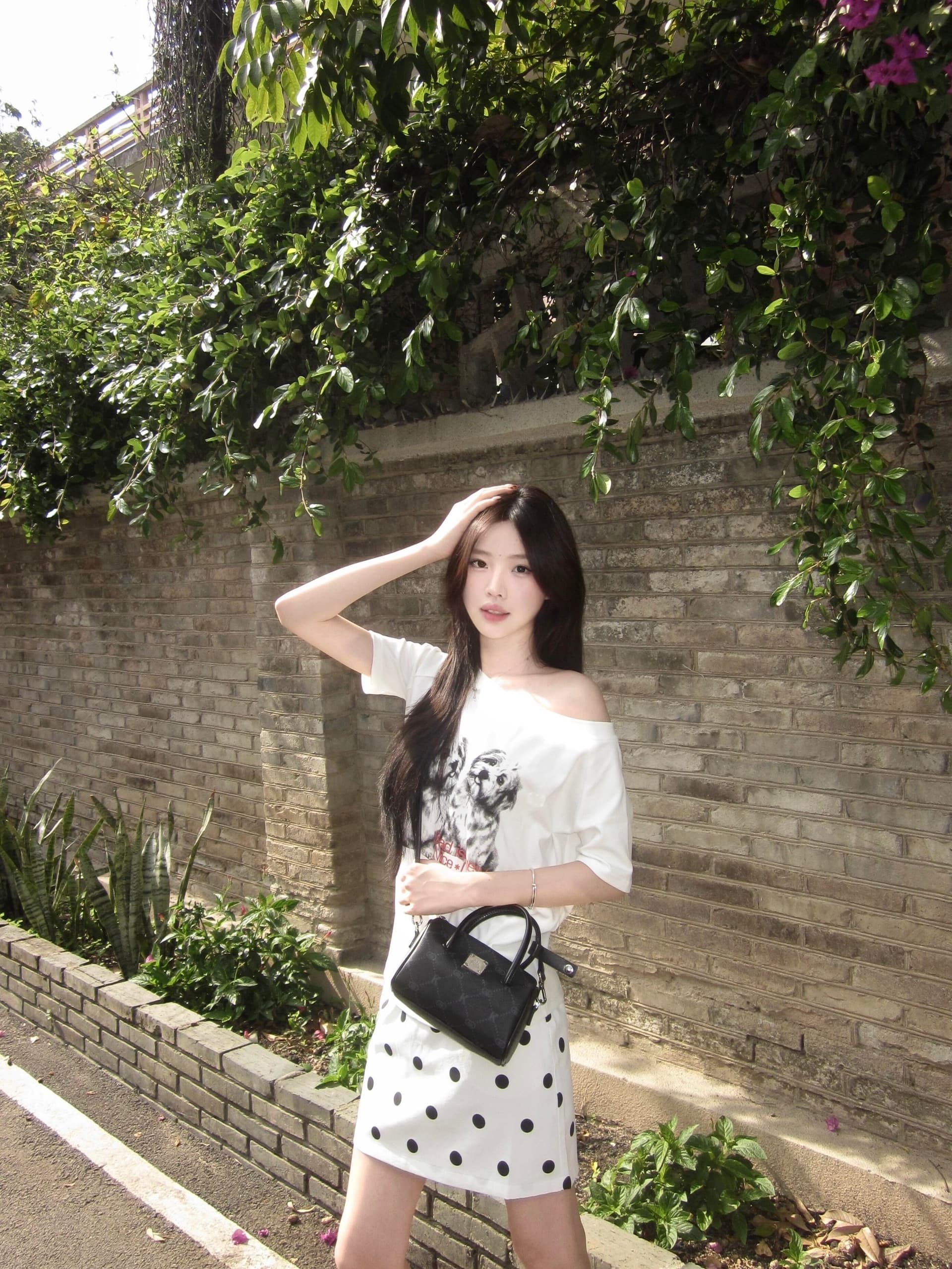 아메리칸 레트로 비스듬한 어깨 강아지 프린트 반팔 티셔츠 여성 자이언트 잘 생긴 ~ 중 느긋한 캐주얼 핫걸 다용도 맨위 트렌디 상세 이미지 2