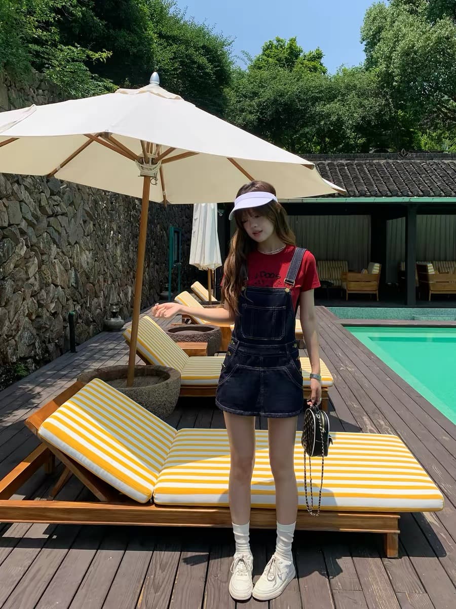 빨간색 긍정적 인 어깨 반팔 티셔츠 여성 몸매 가꾸기 재미있는 프린트 허리 수축 슬림해 보이는 맨위 상세 이미지 3
