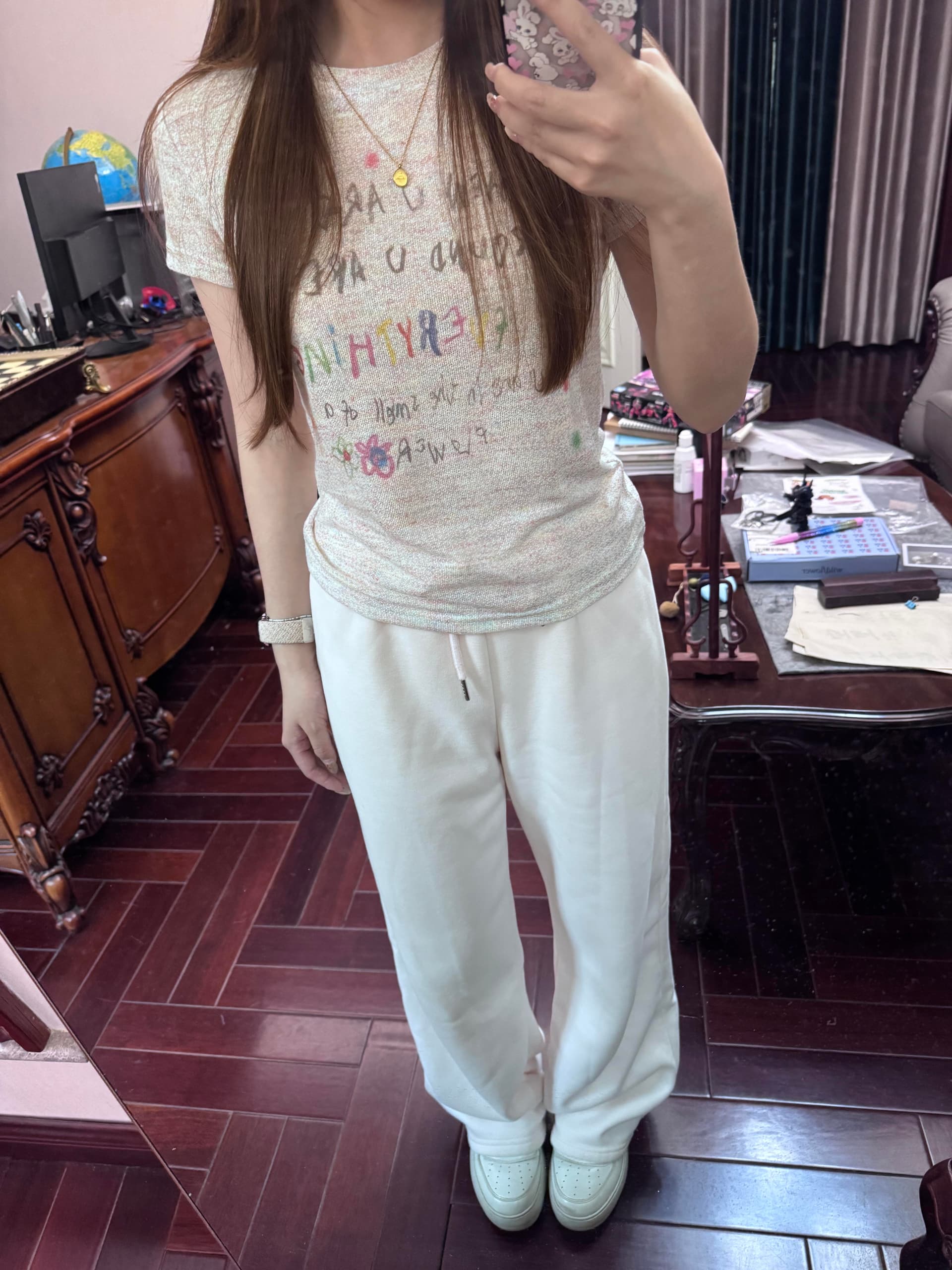 한 부서 chic 색상 알파벳 반팔 티셔츠 여성 여름 새로운 몸매 가꾸기 슬림해 보이는 다용도 긍정적 인 어깨 통기성 맨위 트렌디 이미지 3