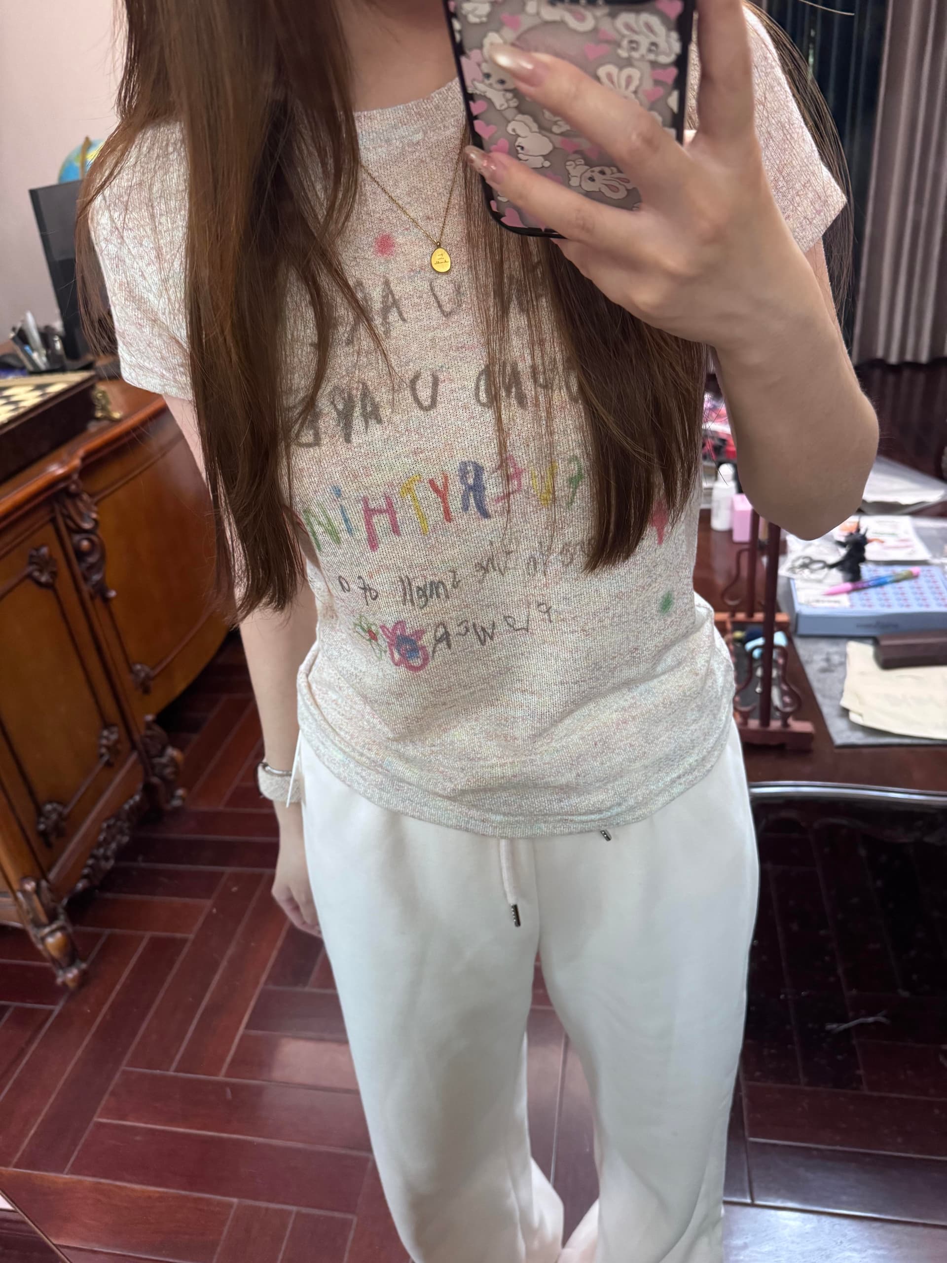 한 부서 chic 색상 알파벳 반팔 티셔츠 여성 여름 새로운 몸매 가꾸기 슬림해 보이는 다용도 긍정적 인 어깨 통기성 맨위 트렌디 상세 이미지 1