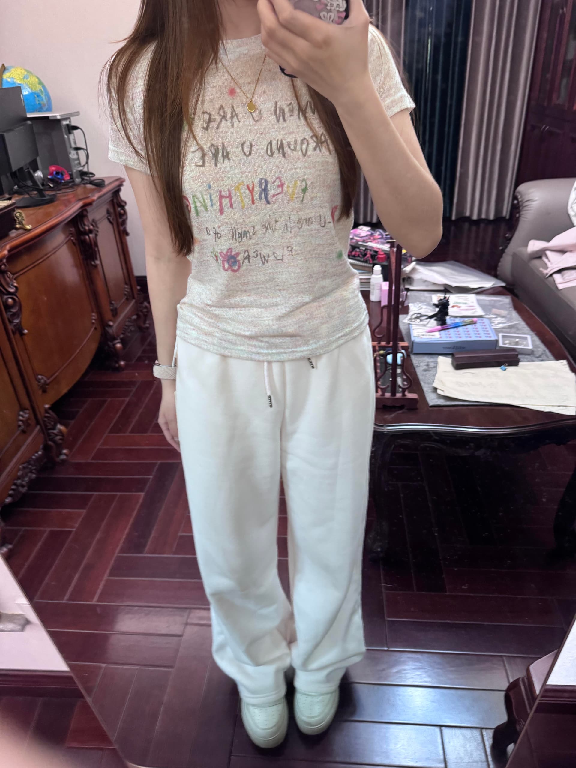한 부서 chic 색상 알파벳 반팔 티셔츠 여성 여름 새로운 몸매 가꾸기 슬림해 보이는 다용도 긍정적 인 어깨 통기성 맨위 트렌디 상세 이미지 3