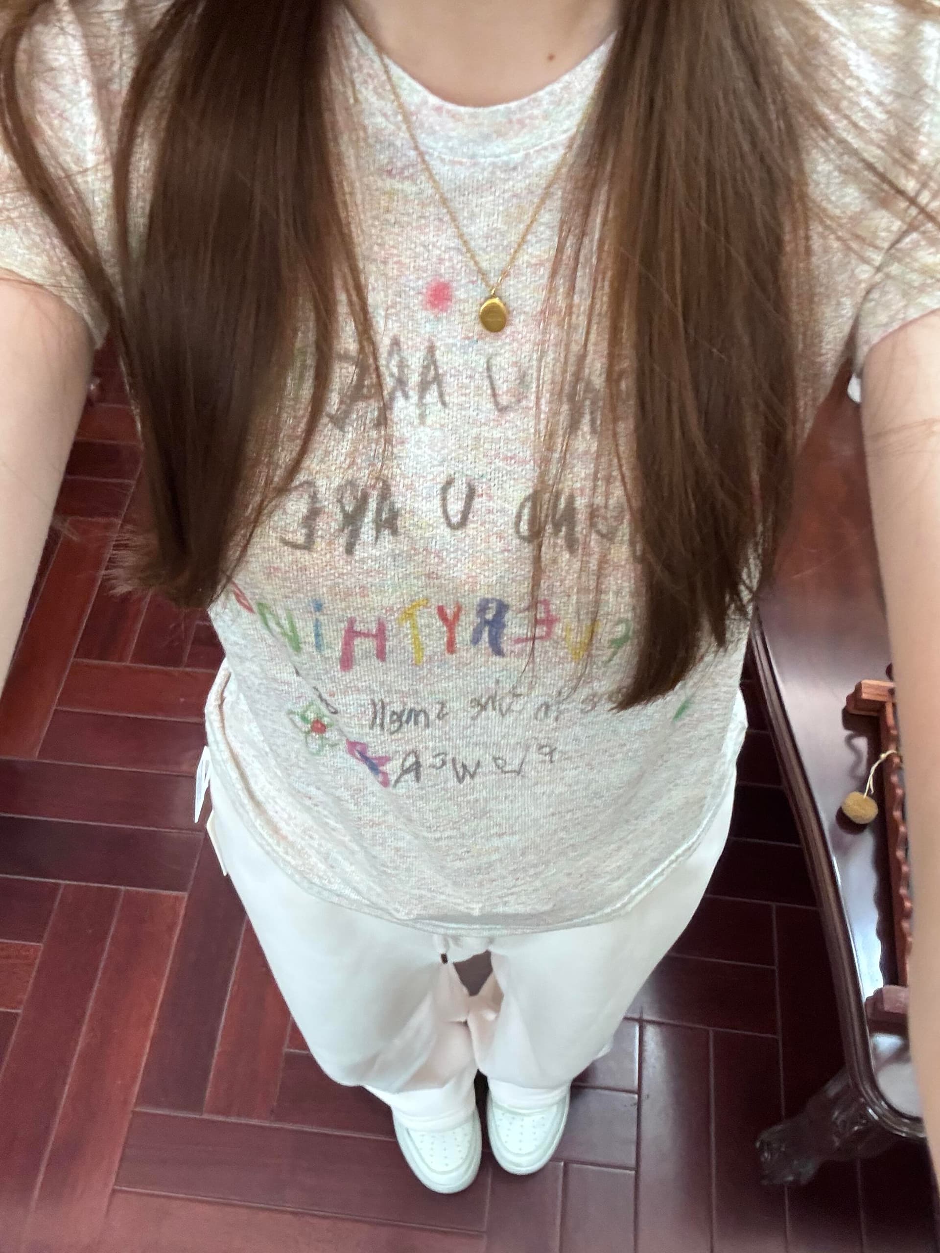 한 부서 chic 색상 알파벳 반팔 티셔츠 여성 여름 새로운 몸매 가꾸기 슬림해 보이는 다용도 긍정적 인 어깨 통기성 맨위 트렌디 상세 이미지 4
