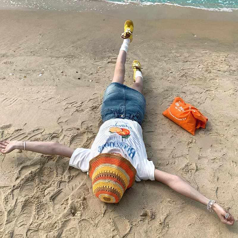 한 부서 달콤함 과일 프린트 라운드 넥 반팔 티셔츠 여성 여름 루즈핏 슬림해 보이는 캐주얼 다용도 디자인 센스 맨위 이미지 3