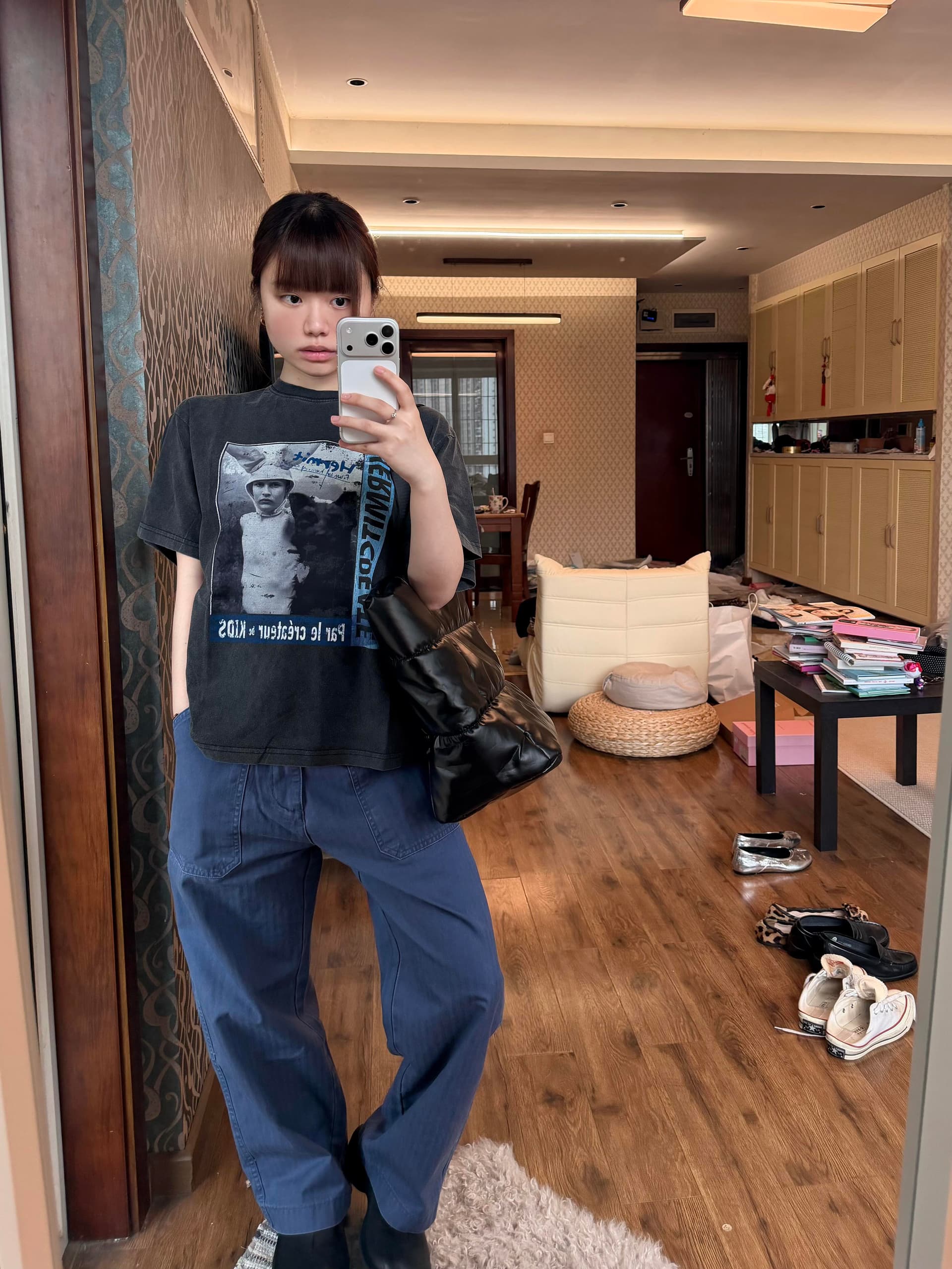 아메리칸 거리 vintage 웃음 하 트렌드 초상화 프린트 워싱 마 오래된 반팔 티셔츠 여성 여름 루즈핏 맨위 상세 이미지 1