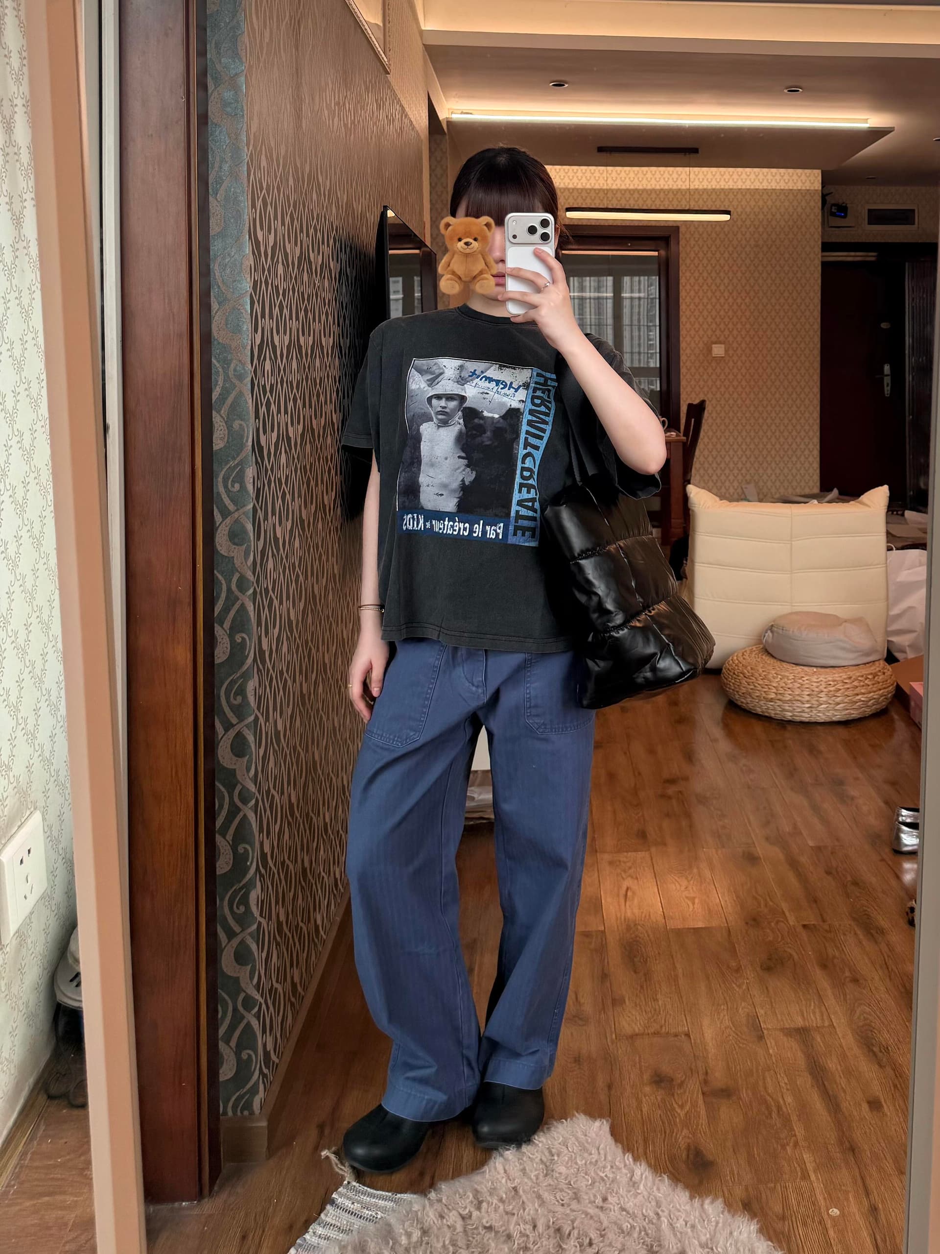 아메리칸 거리 vintage 웃음 하 트렌드 초상화 프린트 워싱 마 오래된 반팔 티셔츠 여성 여름 루즈핏 맨위 상세 이미지 2