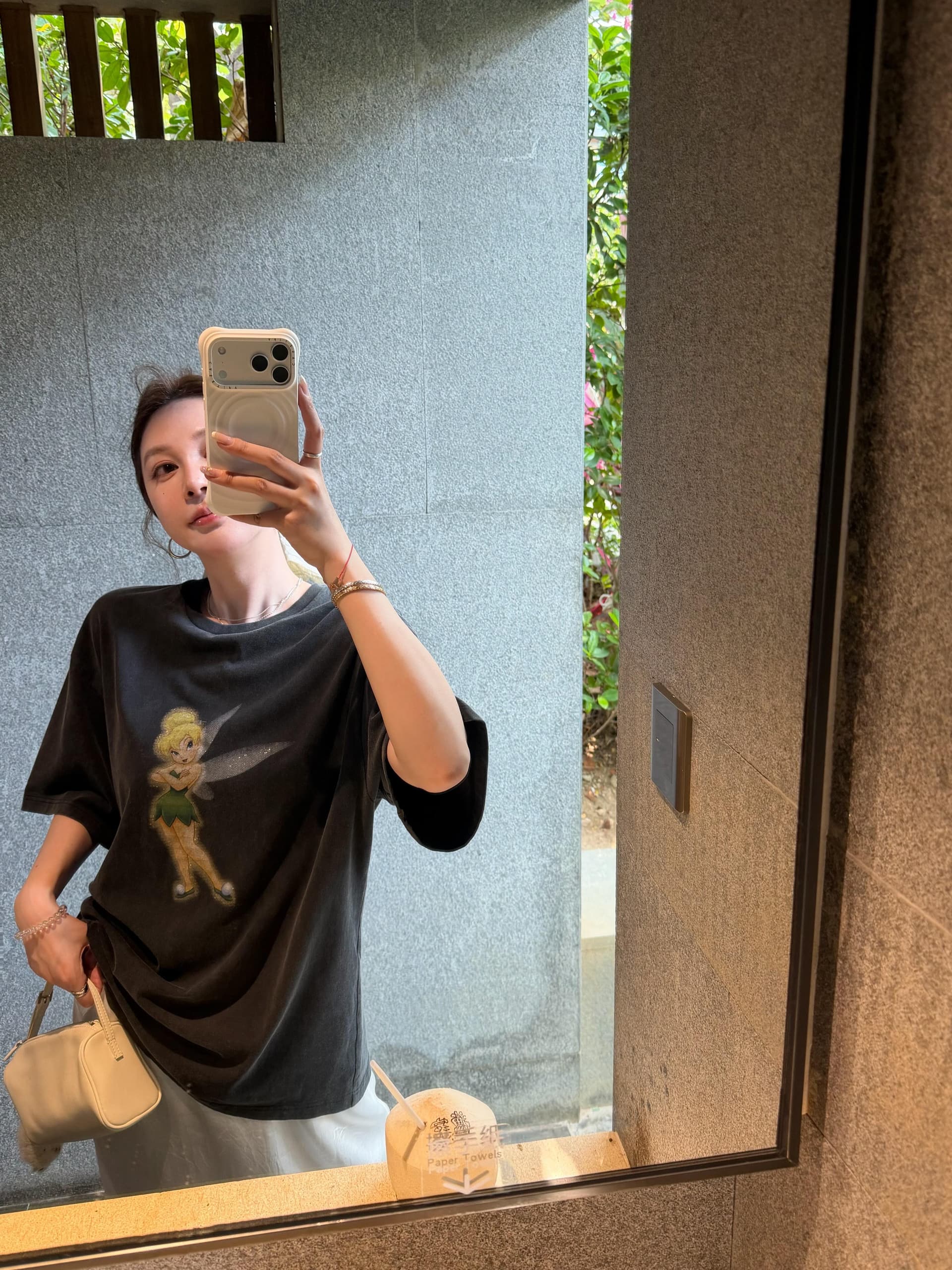 워싱 마 오래된 꽃의 요정 코튼 tee 여성 루즈핏 캐주얼 미니멀리즘 절묘한 반팔 상세 이미지 1