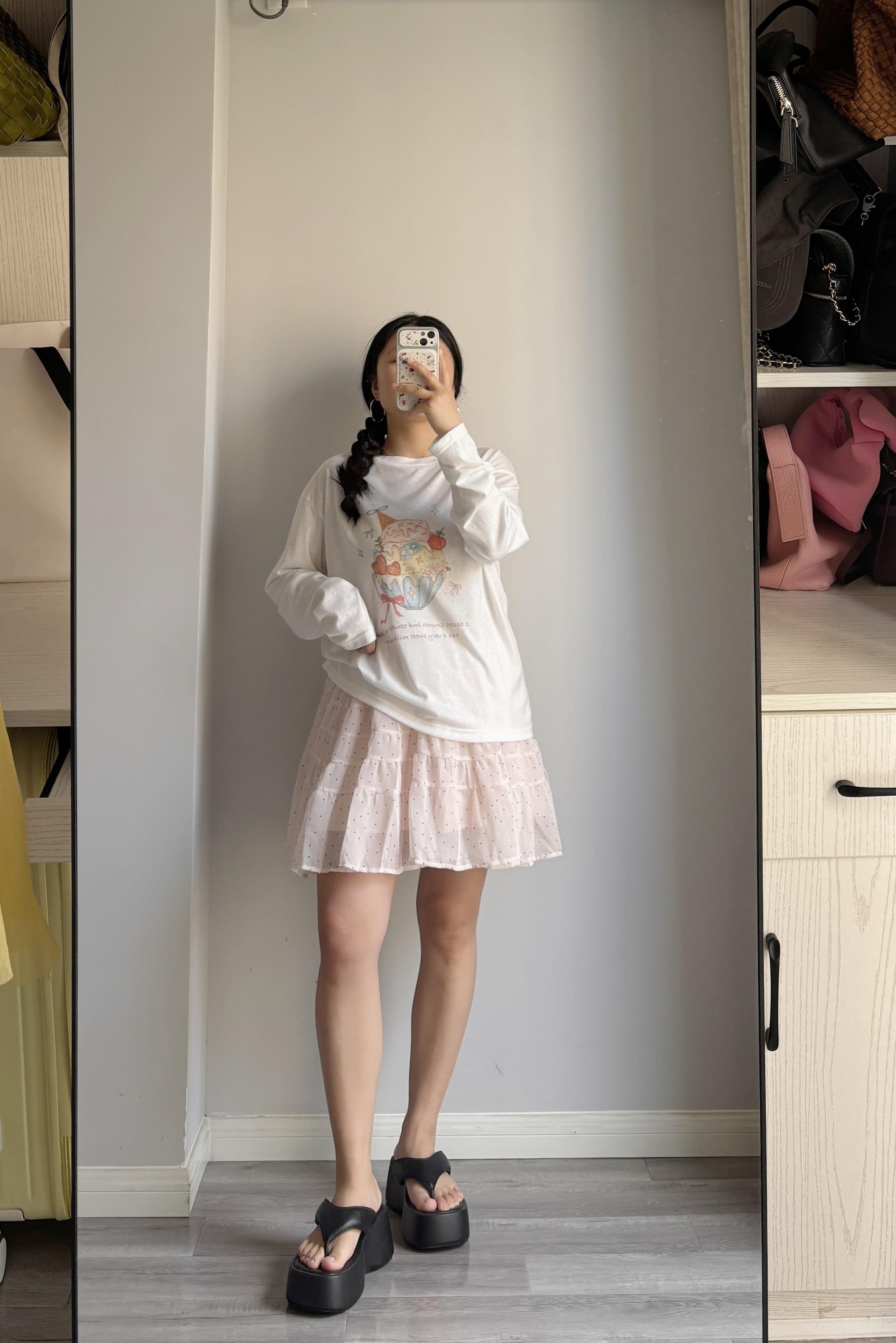 한 부서 만화 아이스크림 자외선 차단 블라우스 긴팔 티셔츠 여성 여름 새로운 캐주얼 다용도 루즈핏 맨위 상세 이미지 3