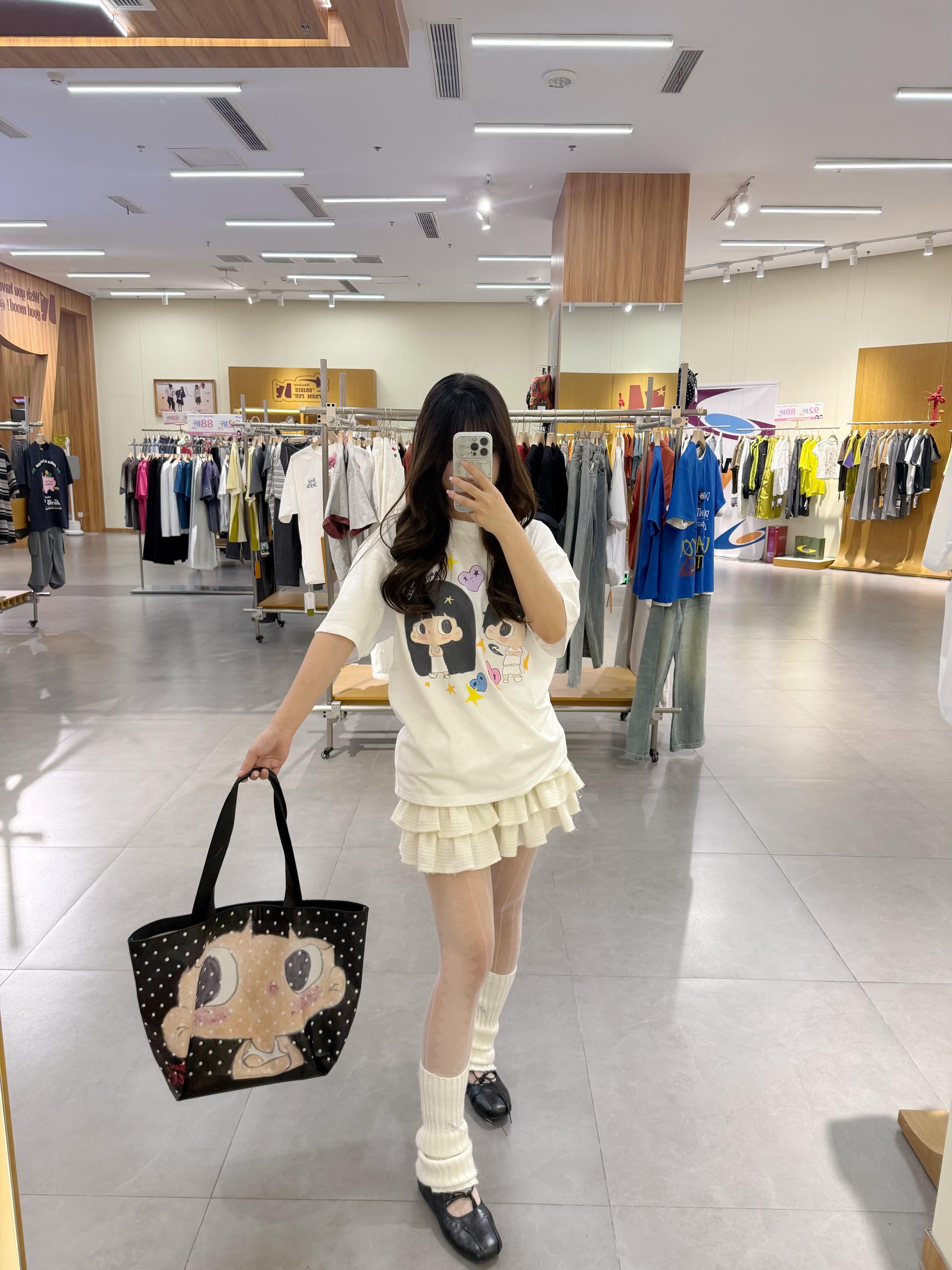 아메리칸 레트로 어린애 같은 바람 프린트 화이트 반팔 티셔츠 여성 여름 루즈핏 다용도 순면 디자인 센스 작은 대중 맨위 상세 이미지 2