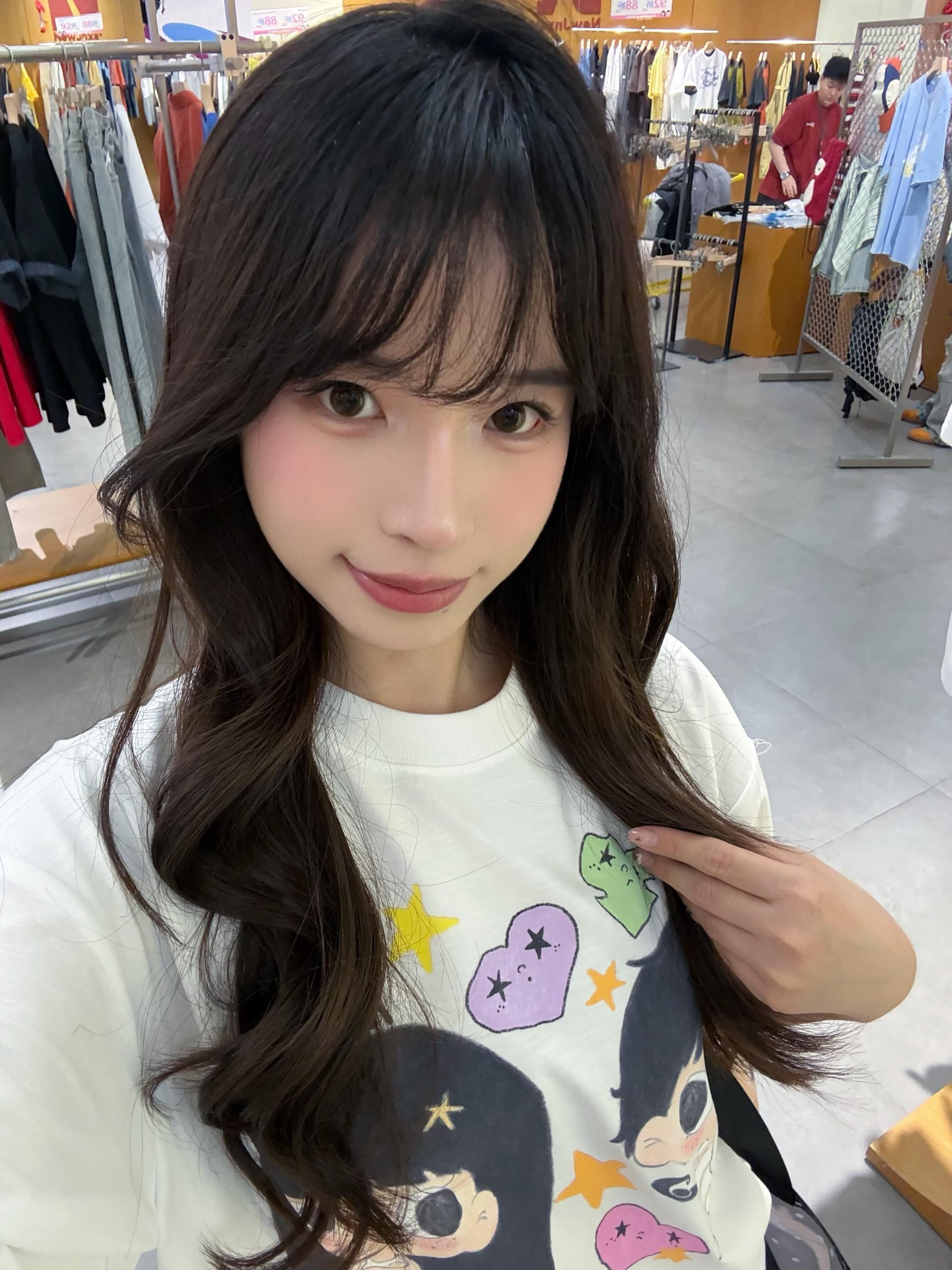 아메리칸 레트로 어린애 같은 바람 프린트 화이트 반팔 티셔츠 여성 여름 루즈핏 다용도 순면 디자인 센스 작은 대중 맨위 상세 이미지 5