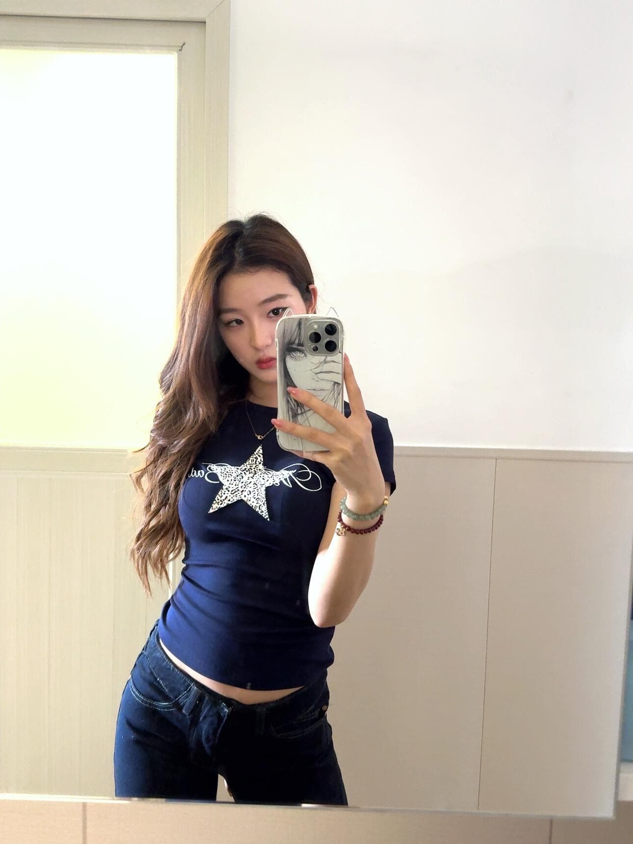 아메리칸 레트로 레오파드 무늬 해군 알파벳 반팔 티셔츠 여성 여름 몸매 가꾸기 슬림해 보이는 다용도 핫걸 캐주얼 맨위 상세 이미지 4