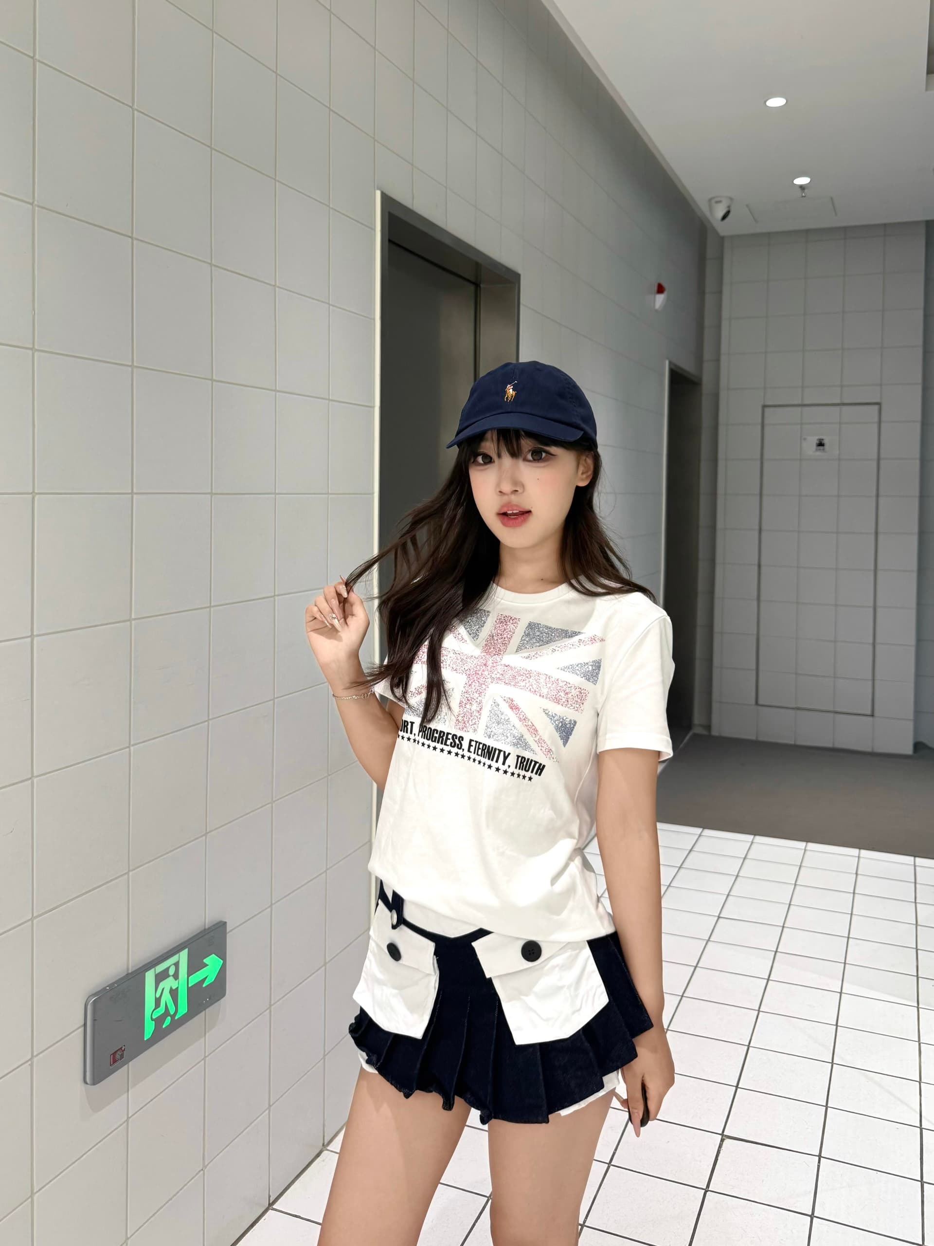 아메리칸 거리 무거운 티셔츠 여성 여름 라이스 국기 프린트 핫걸 라운드 넥 반팔 커플 시각 부서 맨위 상세 이미지 3