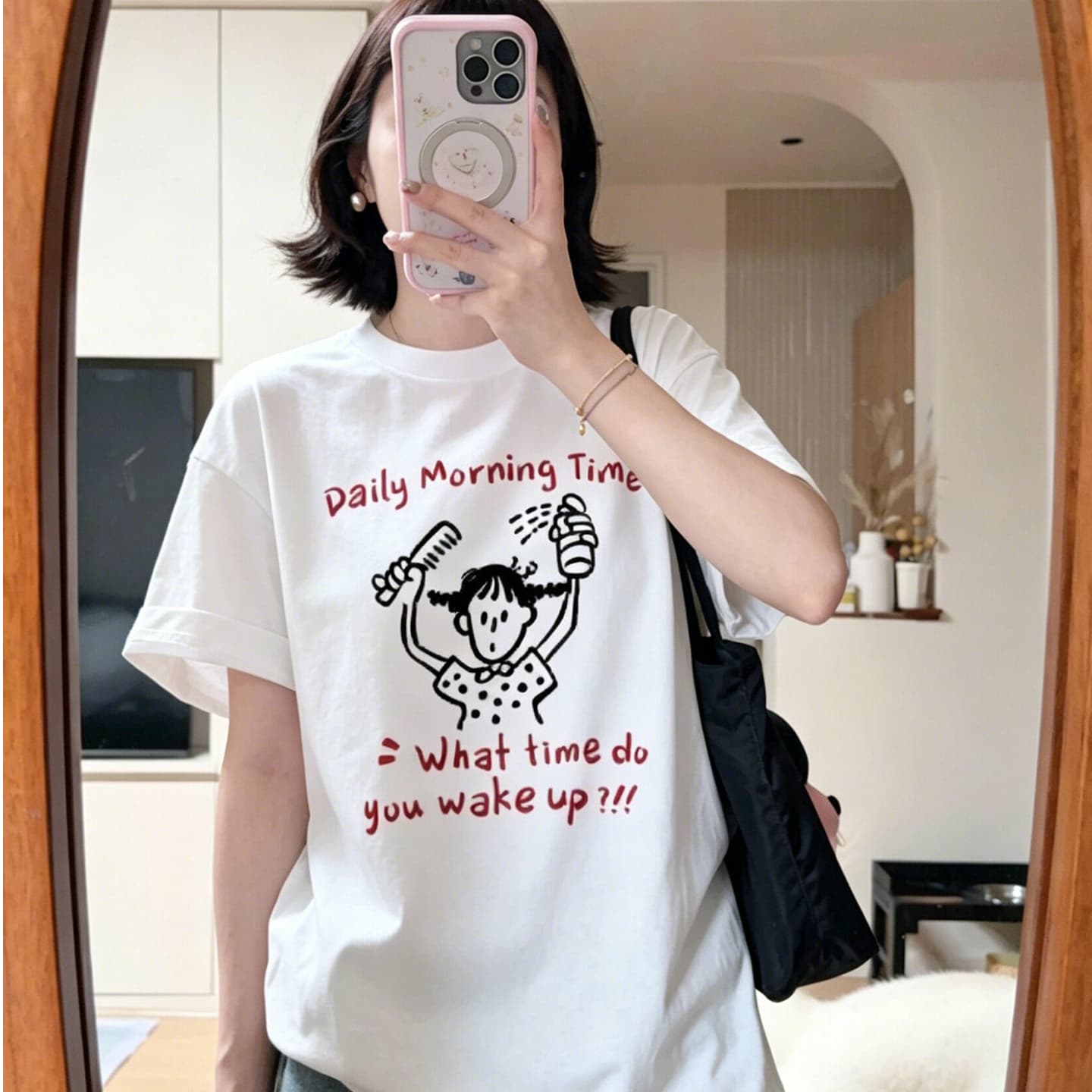 아메리칸 미니멀리즘 드레싱 소녀 알파벳 프린트 반팔 티셔츠 여성 여름 루즈핏 패션 개성 맨위