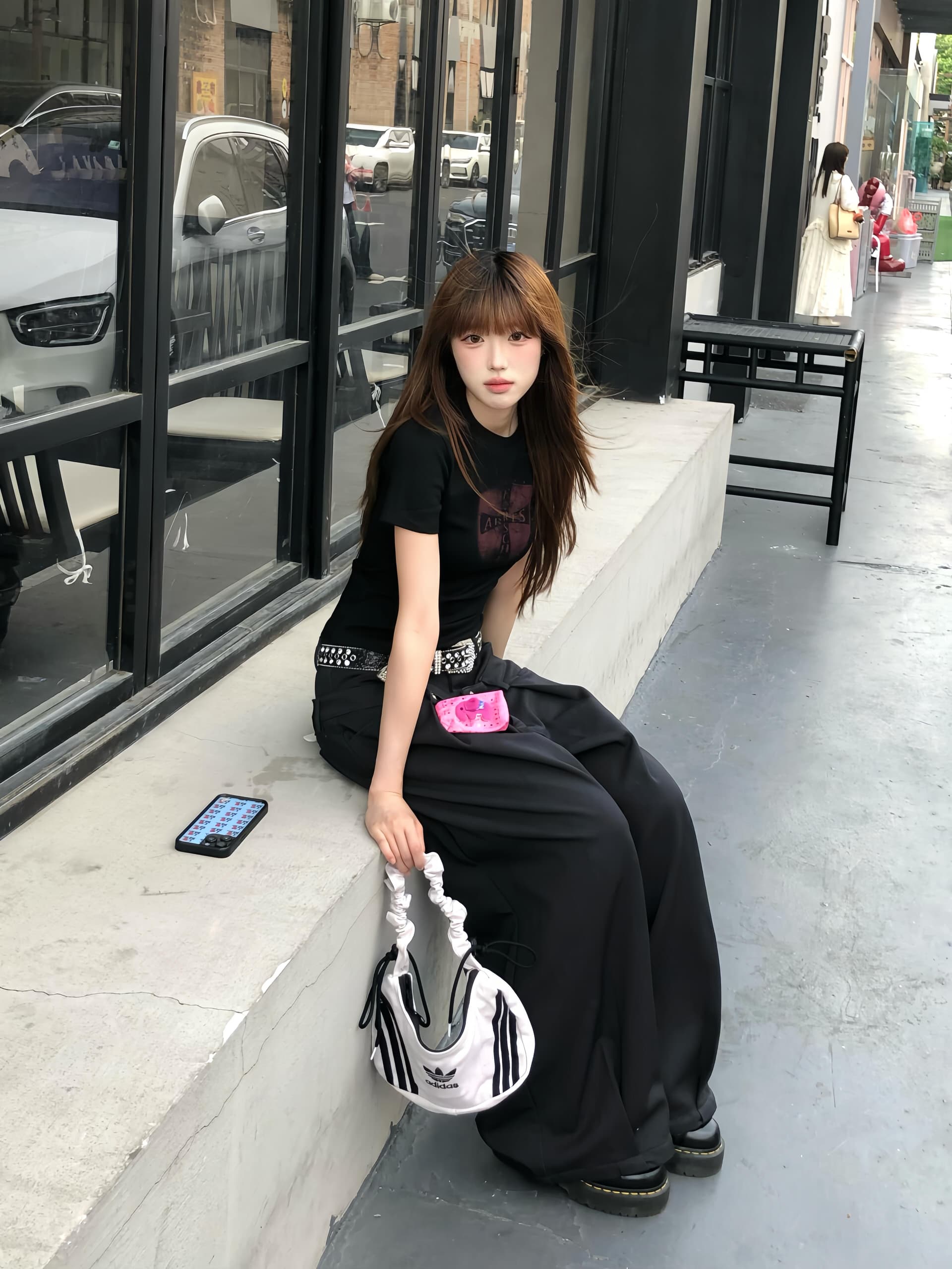 아메리칸 빛 아시아 인 바람 십자가 프린트 긍정적 인 어깨 반팔 티셔츠 여성 여름 새로운 핫걸 몸매 가꾸기 검정색 맨위 y2k 상세 이미지 3