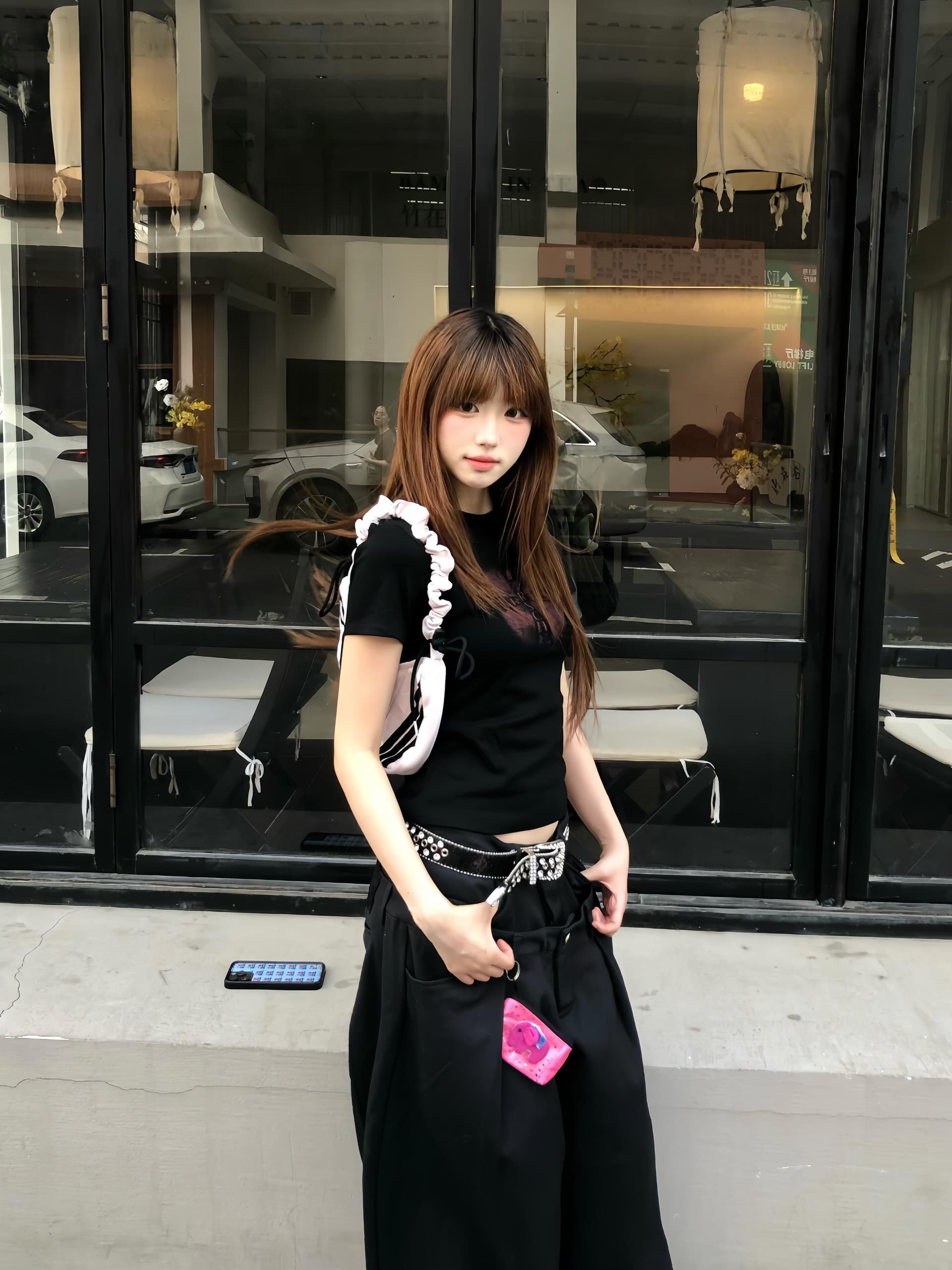 아메리칸 빛 아시아 인 바람 십자가 프린트 긍정적 인 어깨 반팔 티셔츠 여성 여름 새로운 핫걸 몸매 가꾸기 검정색 맨위 y2k 상세 이미지 5