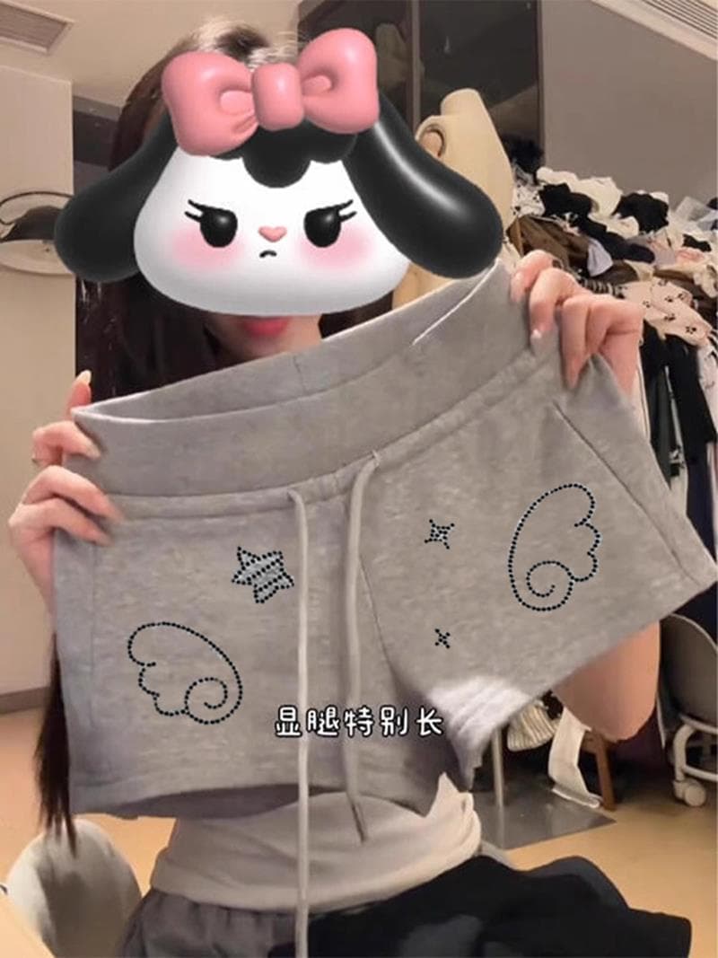 핫픽스 하우스 부서 여름 새로운 몸매 가꾸기 슬림해 보이는 아메리칸 캐주얼 반바지 여성
