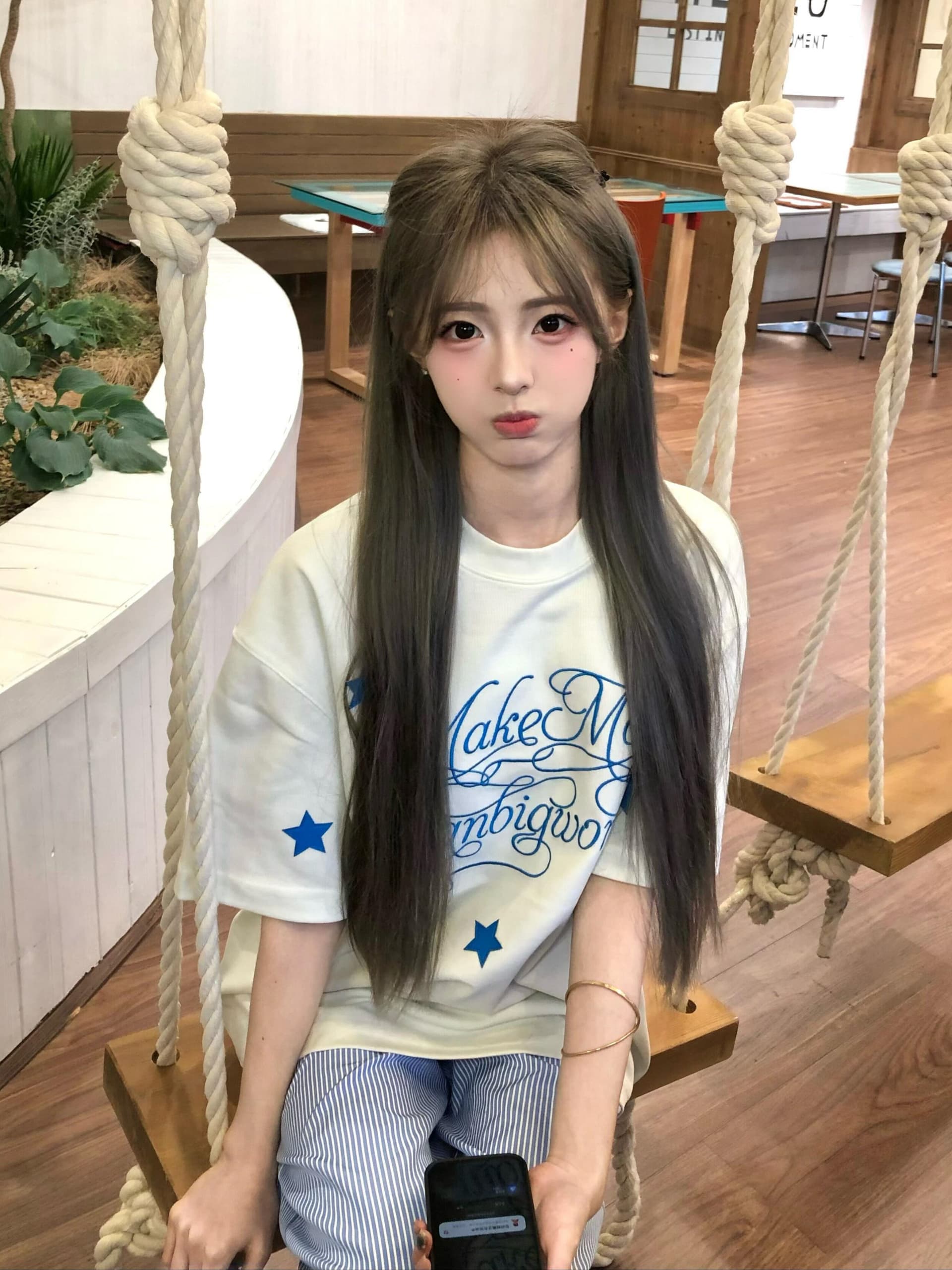 별 꽃 몸 알파벳 프린트 반팔 새로운 루즈핏 슬림해 보이는 연령 감소 다용도 캐주얼 맨위 여성 이미지 3