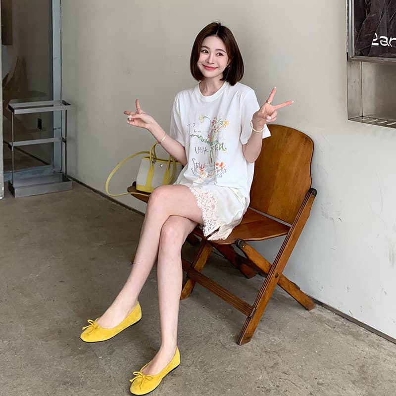 한 부서 꽃 반팔 티셔츠 여성 여름 새로운 캐주얼 다용도 루즈핏 슬림해 보이는 디자인 센스 패션 맨위 이미지 2