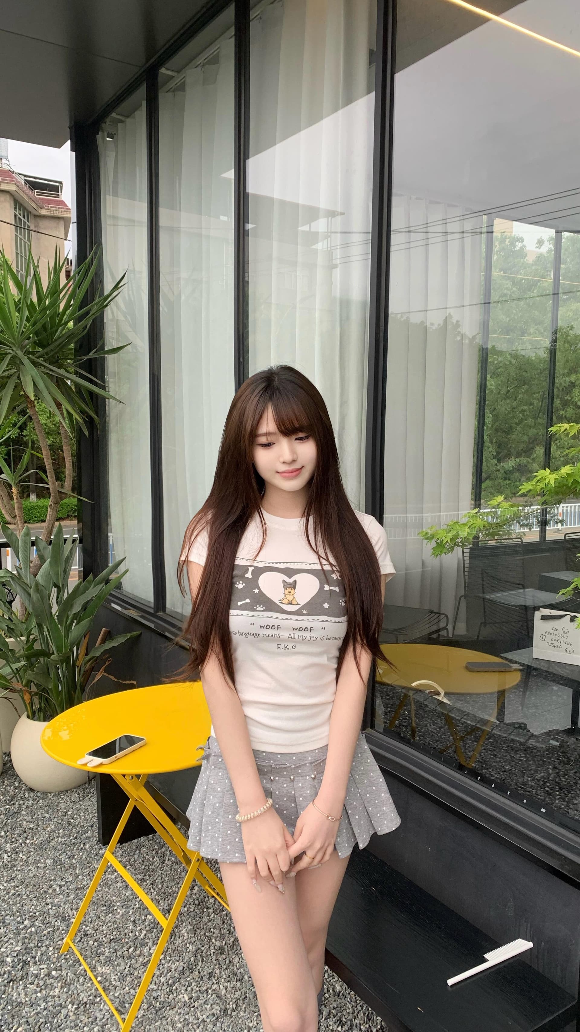 아메리칸 만화 강아지 프린트 라운드 넥 반팔 티셔츠 여성 여름 섹션 몸매 가꾸기 긍정적 인 어깨 화이트 맨위 상세 이미지 2