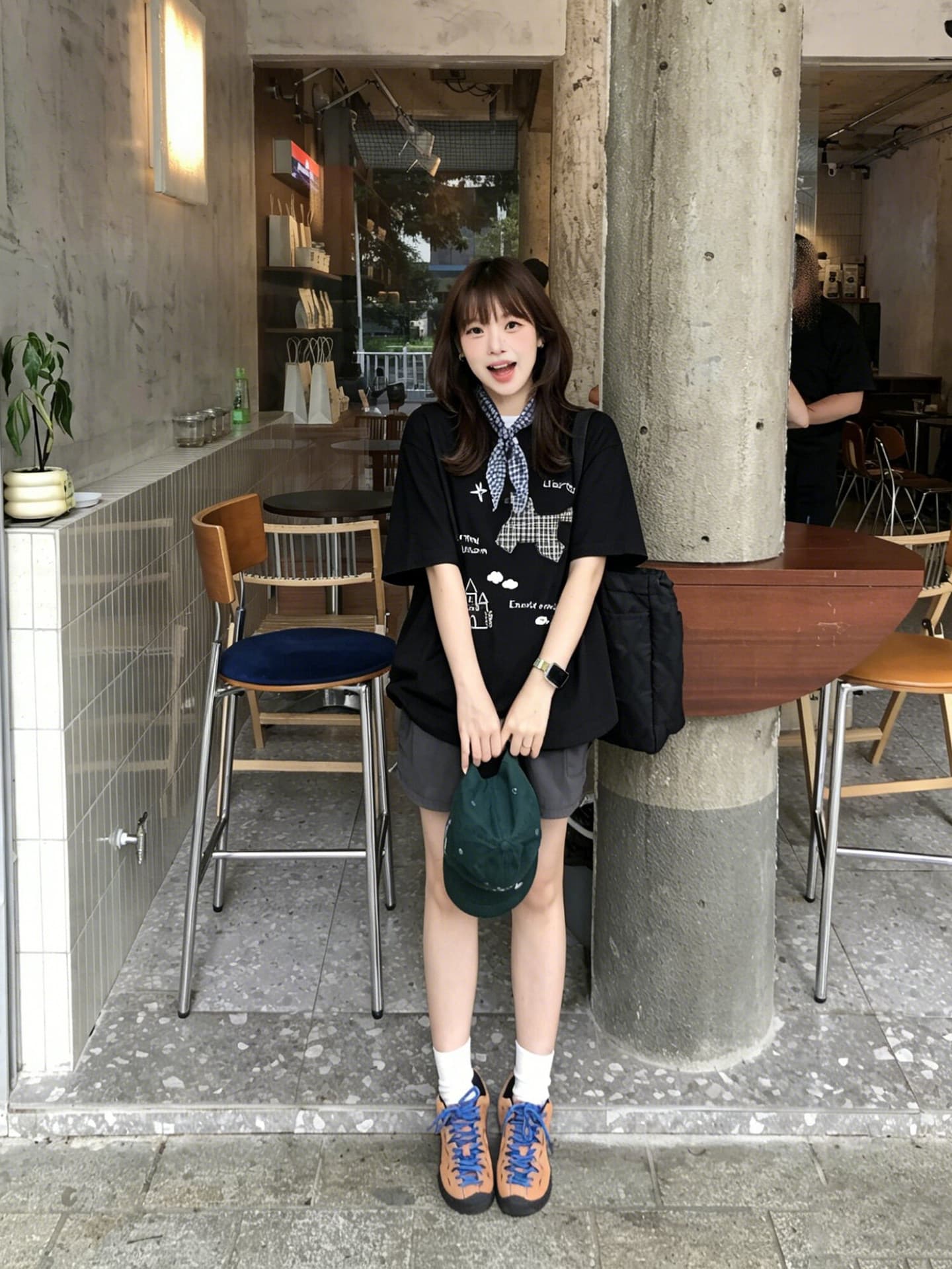 한 부서 체크무늬 동물 알파벳 프린트 반팔 티셔츠 여성 여름 루즈핏 다용도 학생 캐주얼 맨위 상세 이미지 5