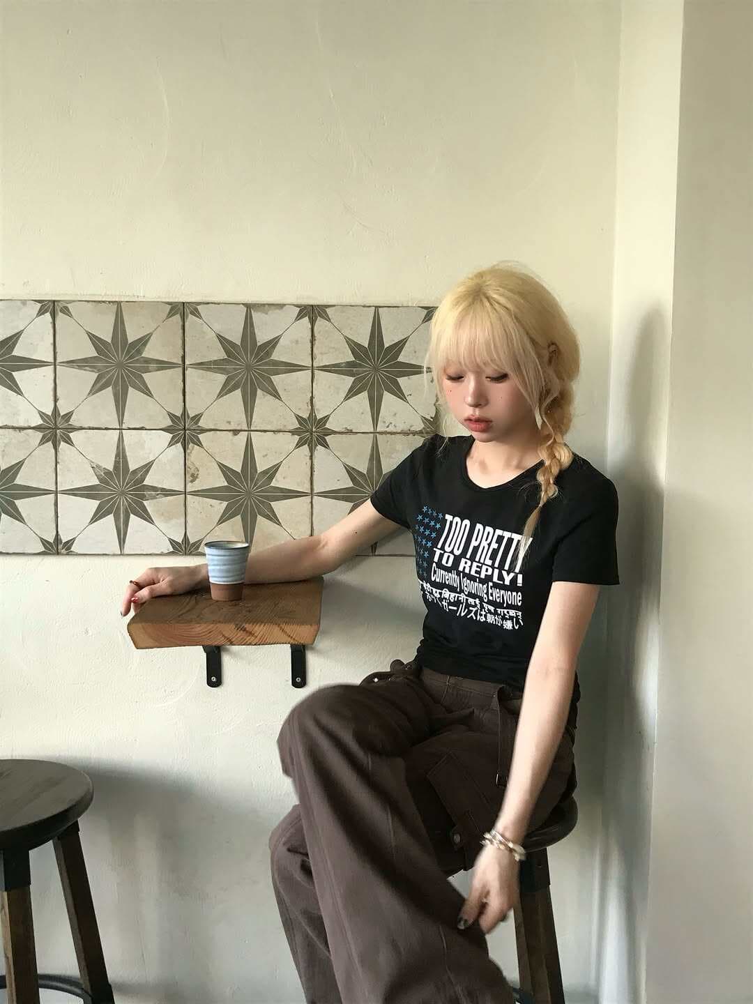 한 부서 ins 별 알파벳 프린트 여름 새로운 학원 스타일 몸매 가꾸기 쇼트 스타일 긍정적 인 어깨 티셔츠 여성 트렌디 이미지 4