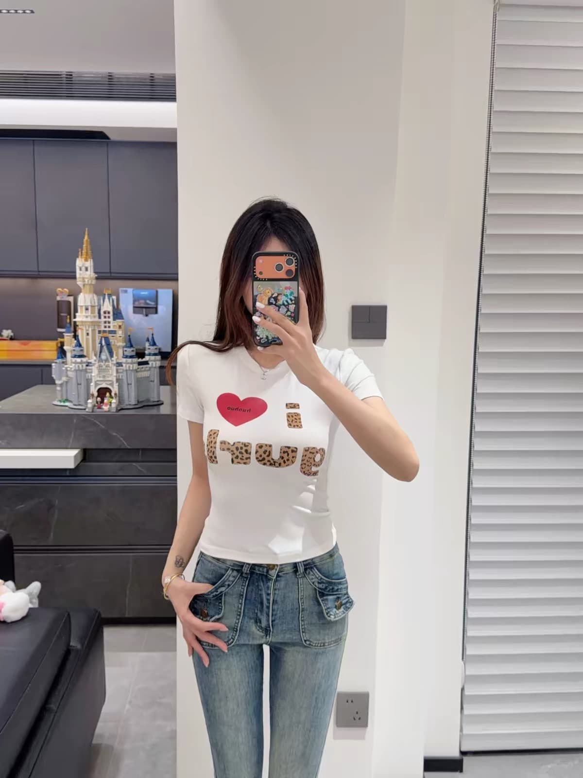 아메리칸 화이트 레트로 하트 레오파드 무늬 알파벳 반팔 티셔츠 여성 여름 새로운 몸매 가꾸기 슬림해 보이는 달콤한 차가운 핫걸 맨위 상세 이미지 4