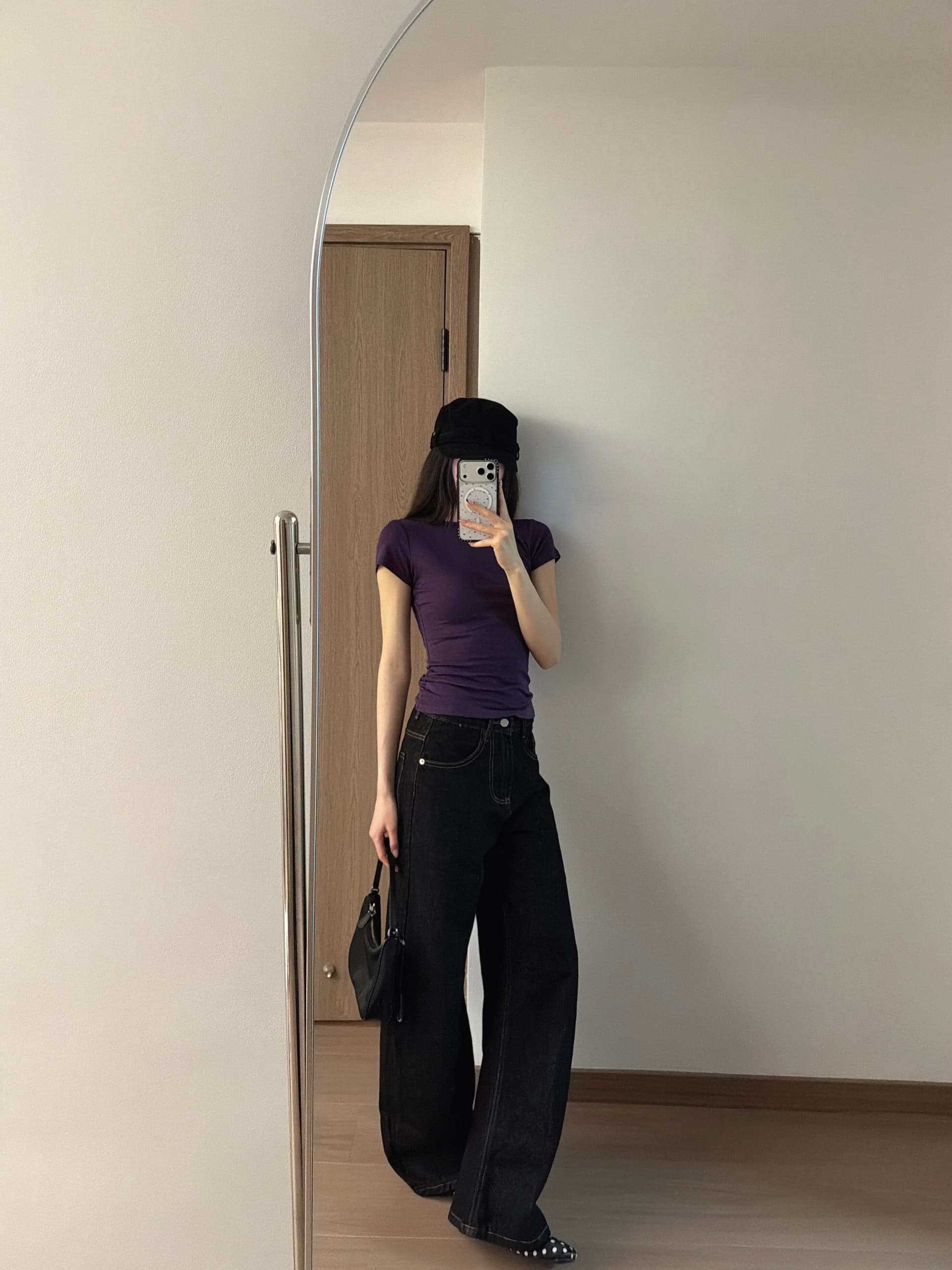 아메리칸 핫걸 바람 단색 절대적으로 절대적으로 보라색 쇼트 스타일 몸매 가꾸기 긍정적 인 어깨 반팔 티셔츠 여성 여름 운동 도파민 맨위 이미지 3