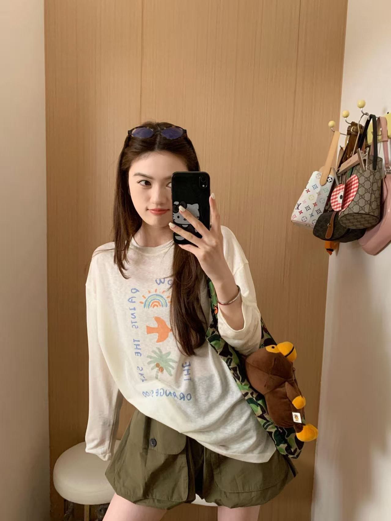 여름 차가운 센스 보다 작은 서울 편안함 휴가 바람 코코넛 나무 프린트 자외선 차단 긴팔 상세 이미지 4