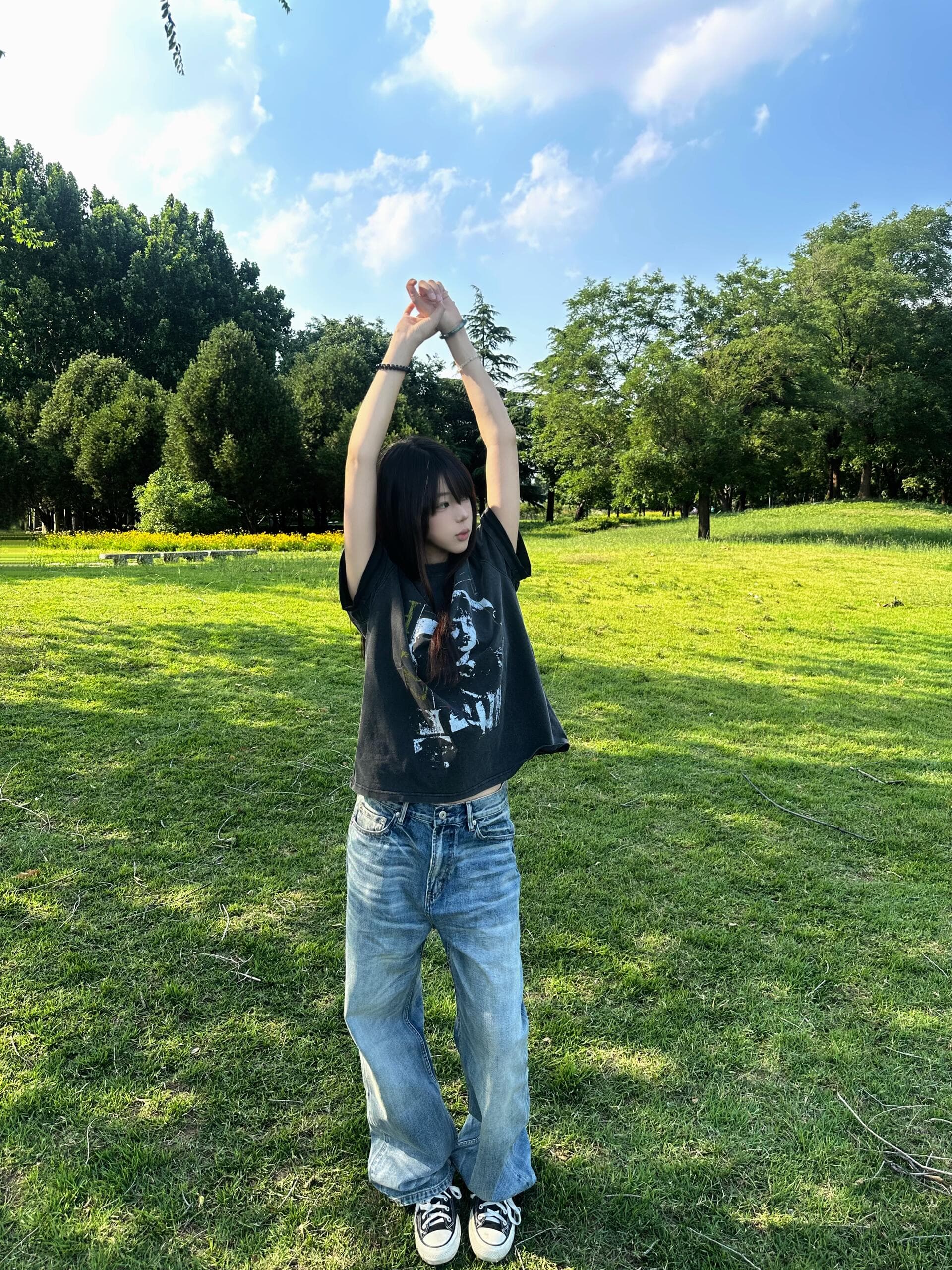 아메리칸 레트로 거리 초상화 프린트 워싱 마 오래된 반팔 티셔츠 여성 루즈핏 캐주얼 무거운 다용도 맨위 여름 이미지 3