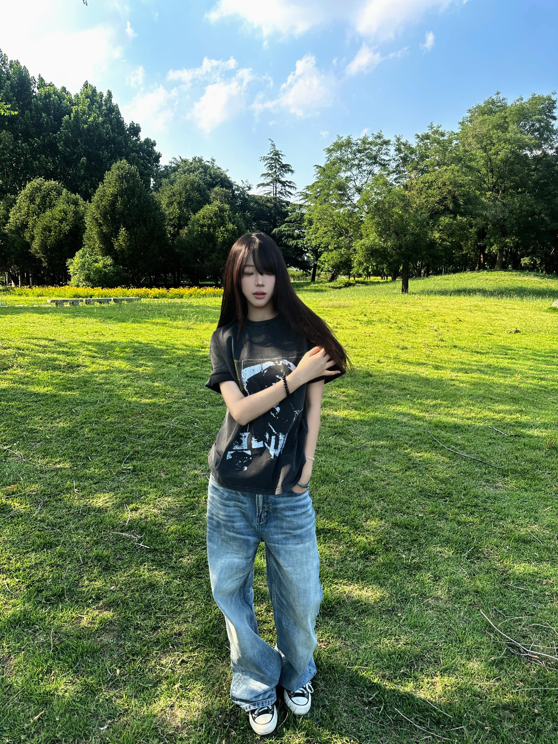 아메리칸 레트로 거리 초상화 프린트 워싱 마 오래된 반팔 티셔츠 여성 루즈핏 캐주얼 무거운 다용도 맨위 여름 이미지 4