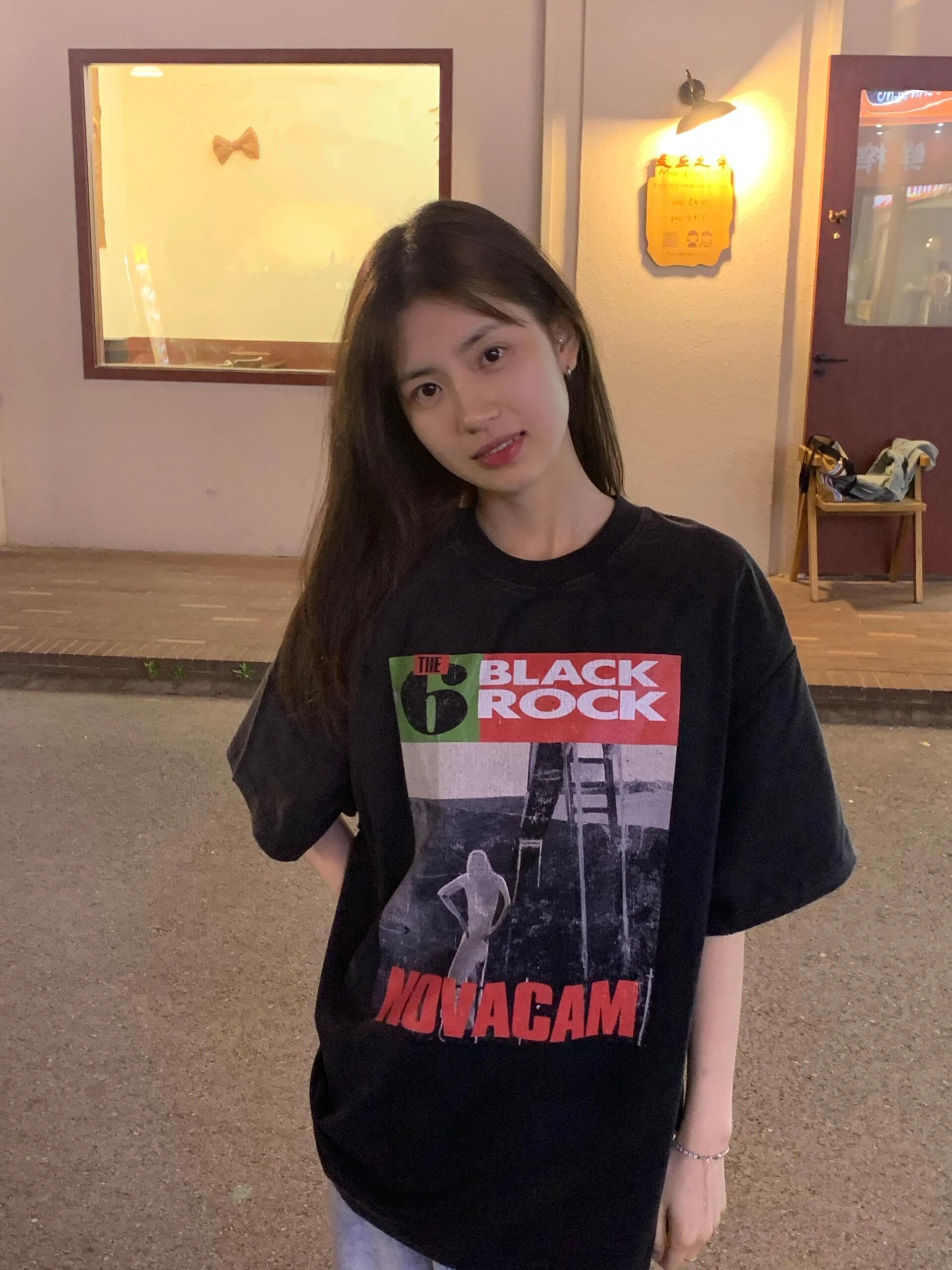 작은 대중 조수 브랜드 밴드 프린트 티셔츠 여성 새로운 아메리칸 높음 거리 레트로 악당 잘 생긴 루즈핏 슬림해 보이는 반팔