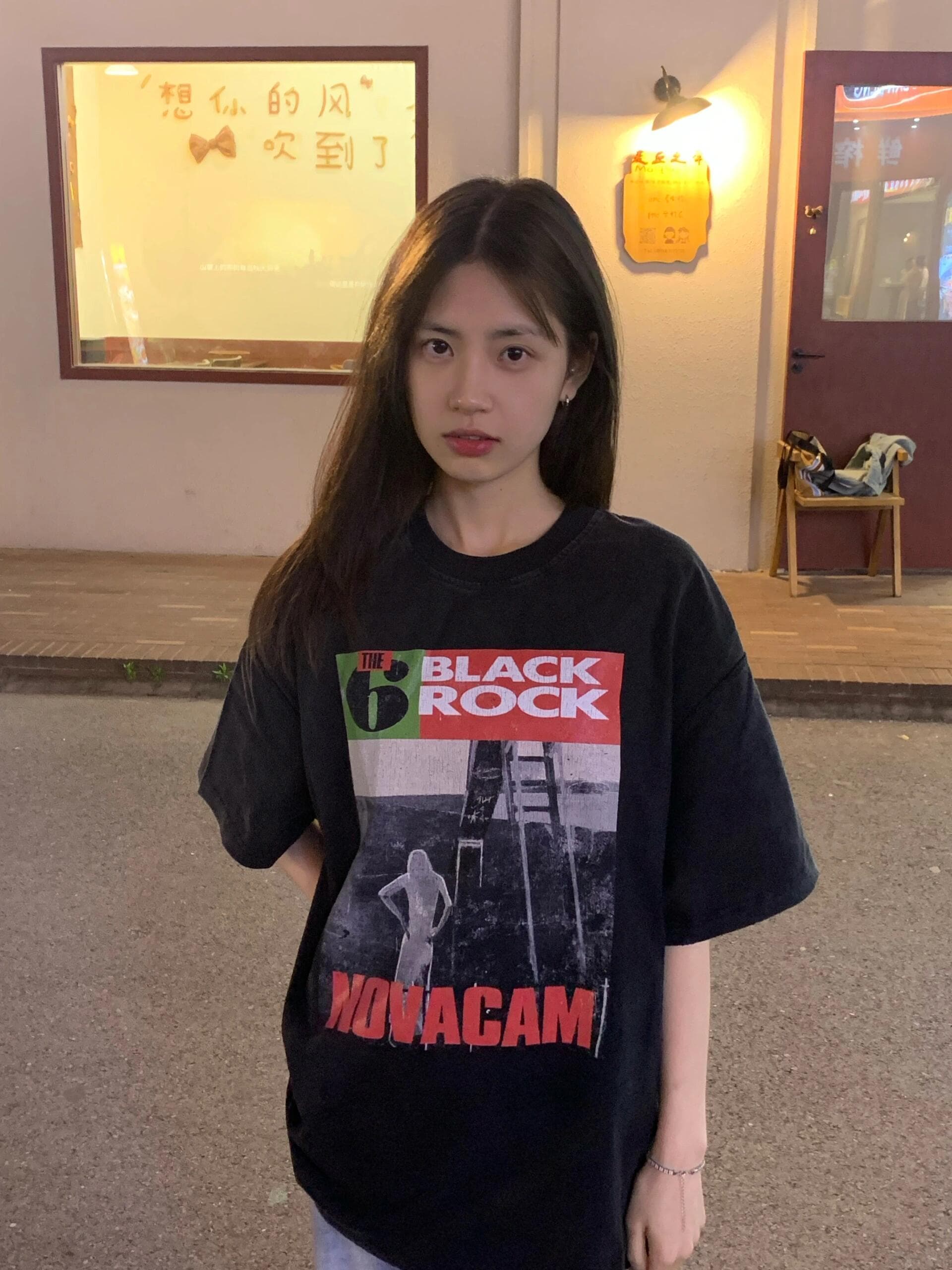 작은 대중 조수 브랜드 밴드 프린트 티셔츠 여성 새로운 아메리칸 높음 거리 레트로 악당 잘 생긴 루즈핏 슬림해 보이는 반팔 이미지 3
