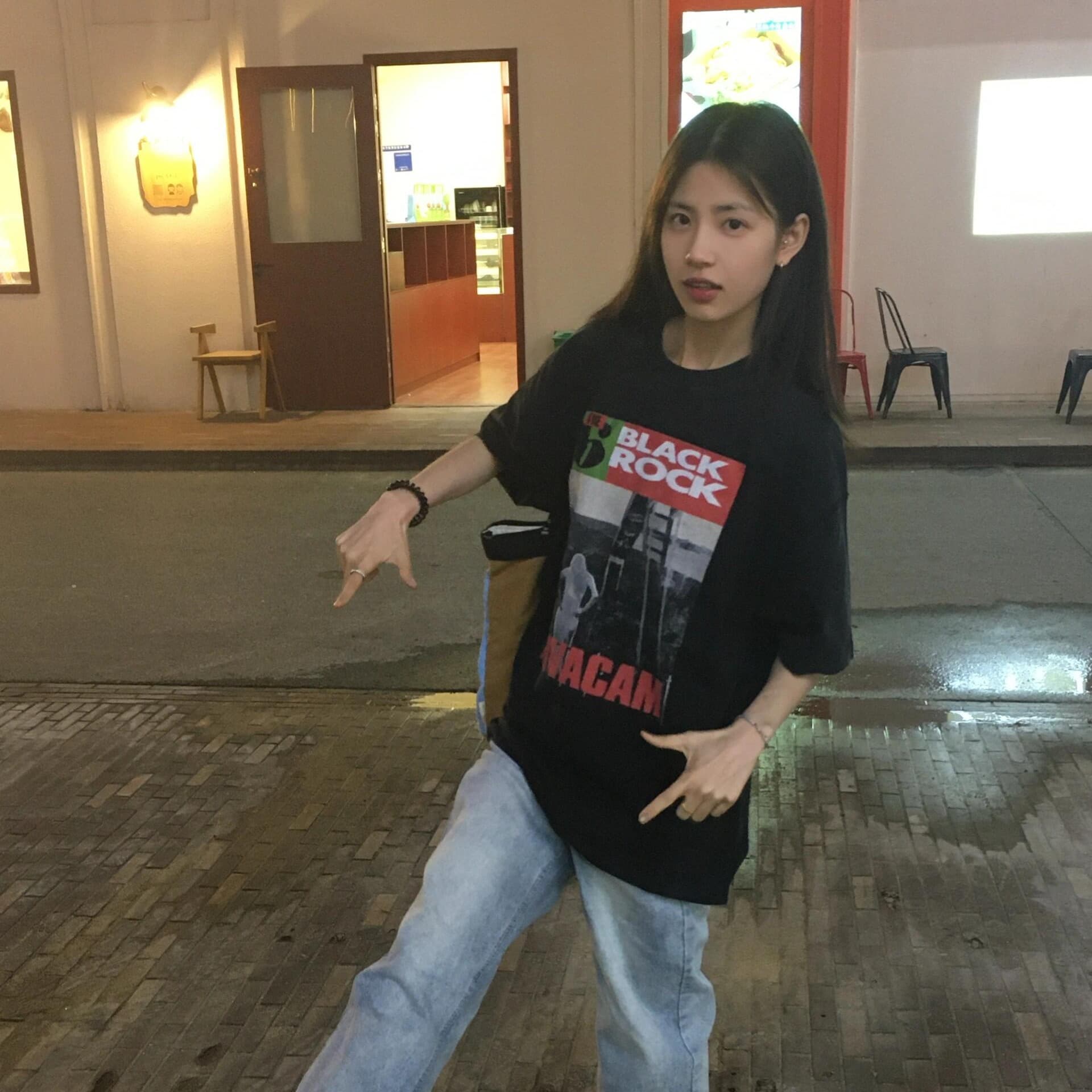 작은 대중 조수 브랜드 밴드 프린트 티셔츠 여성 새로운 아메리칸 높음 거리 레트로 악당 잘 생긴 루즈핏 슬림해 보이는 반팔 이미지 5